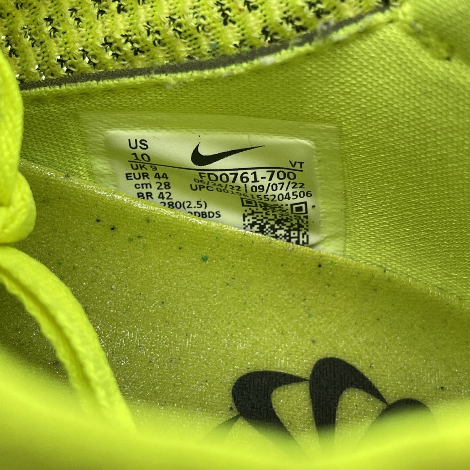 Size 10 - Nike Air VaporMax 2021 Flyknit Next Nature Volt Black (FD0761-700)