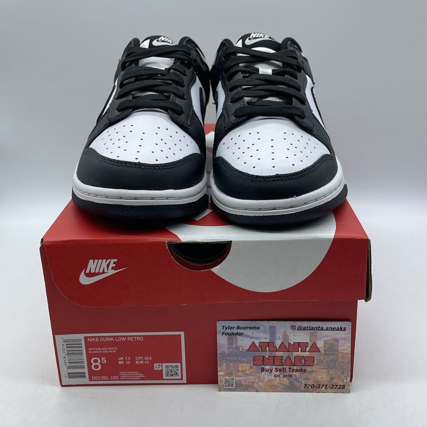 Size 8.5 - Nike Dunk Low Black White Leather (DD1391-100)