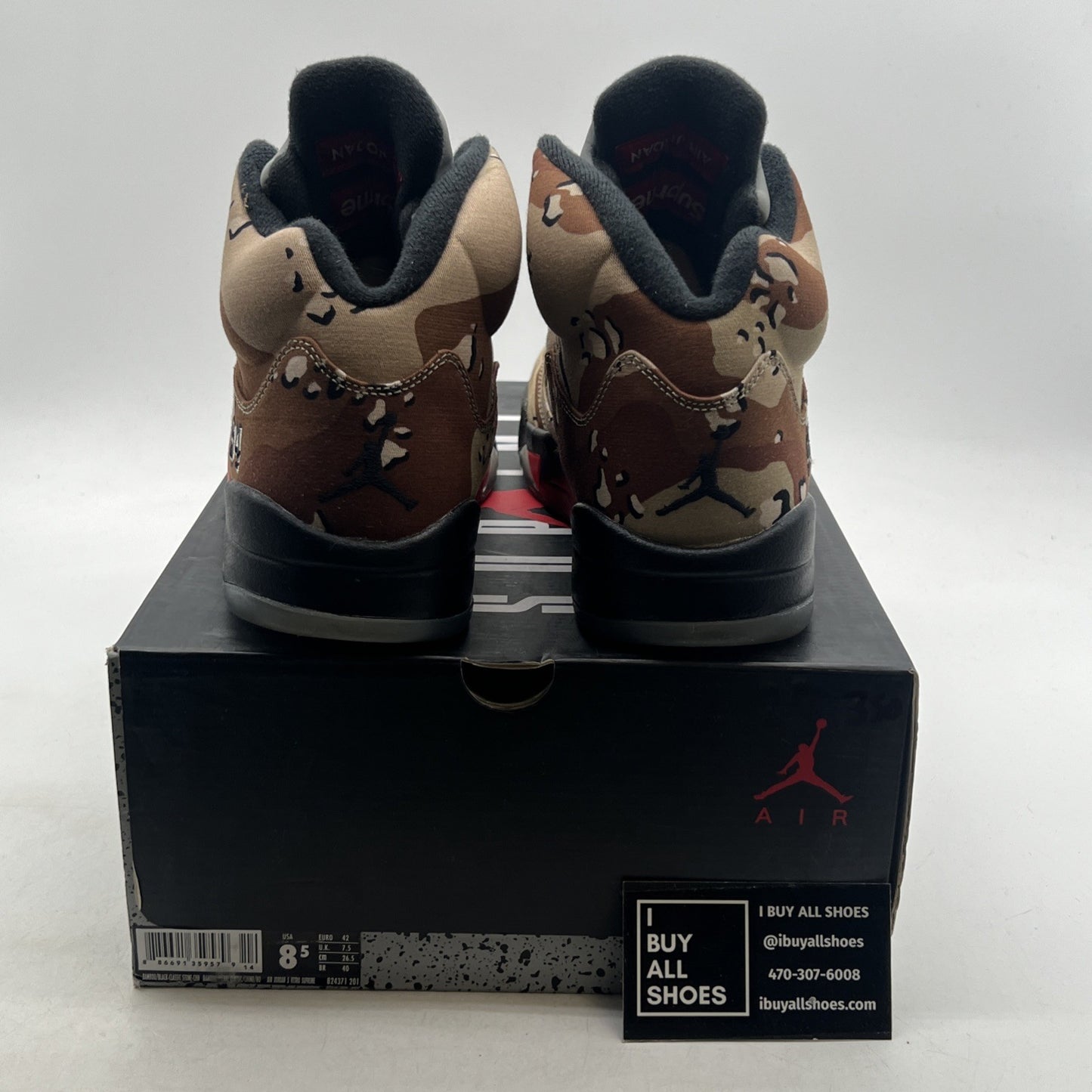 Size 8.5 - Supreme x Air Jordan 5 Retro Desert Camo (824371-201)