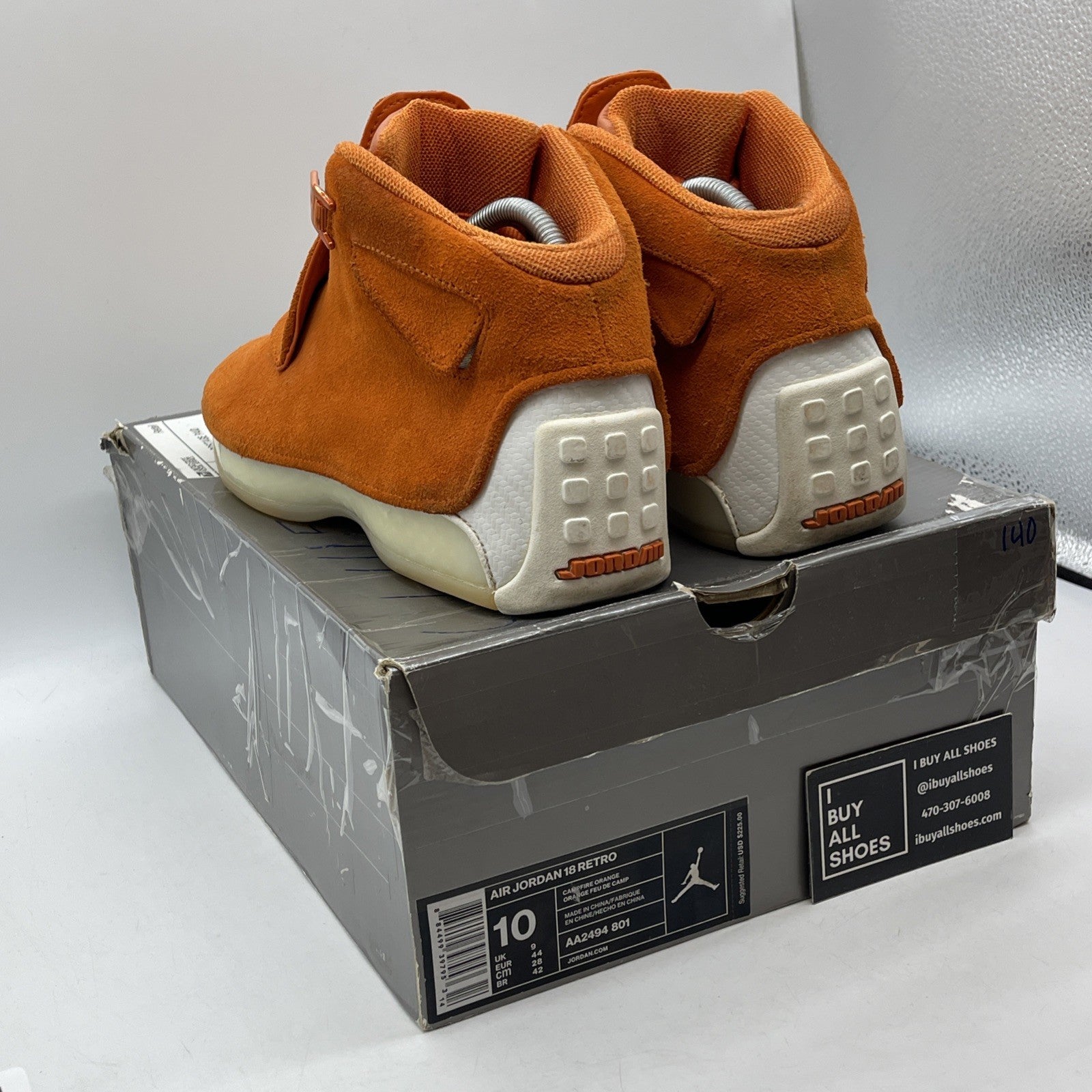 Size 10 - Air Jordan 18 Retro Orange Suede White (AA2494-801)