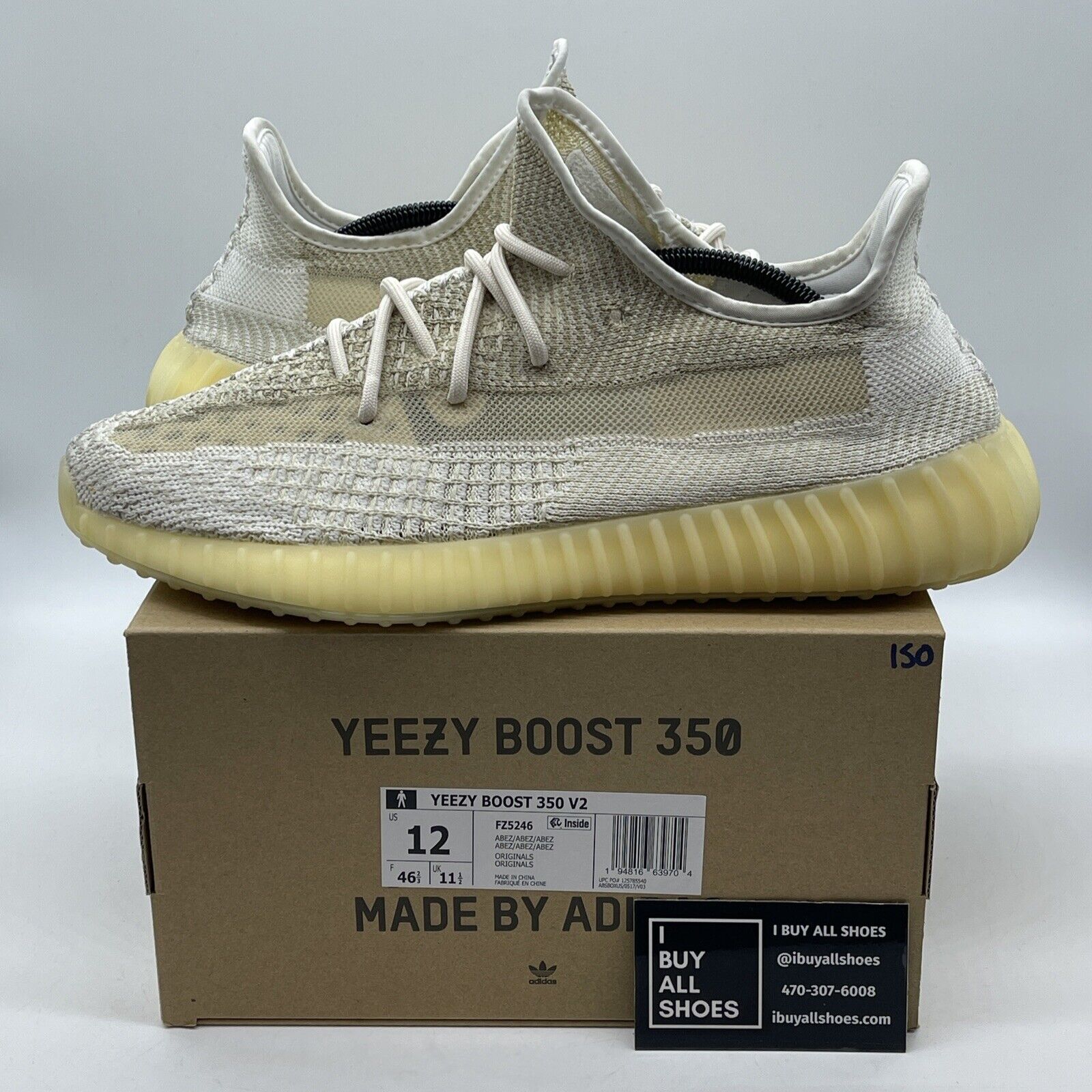 Size 12 - adidas Yeezy Boost 350 V2 Natural White Yellow Suede (FZ5246)