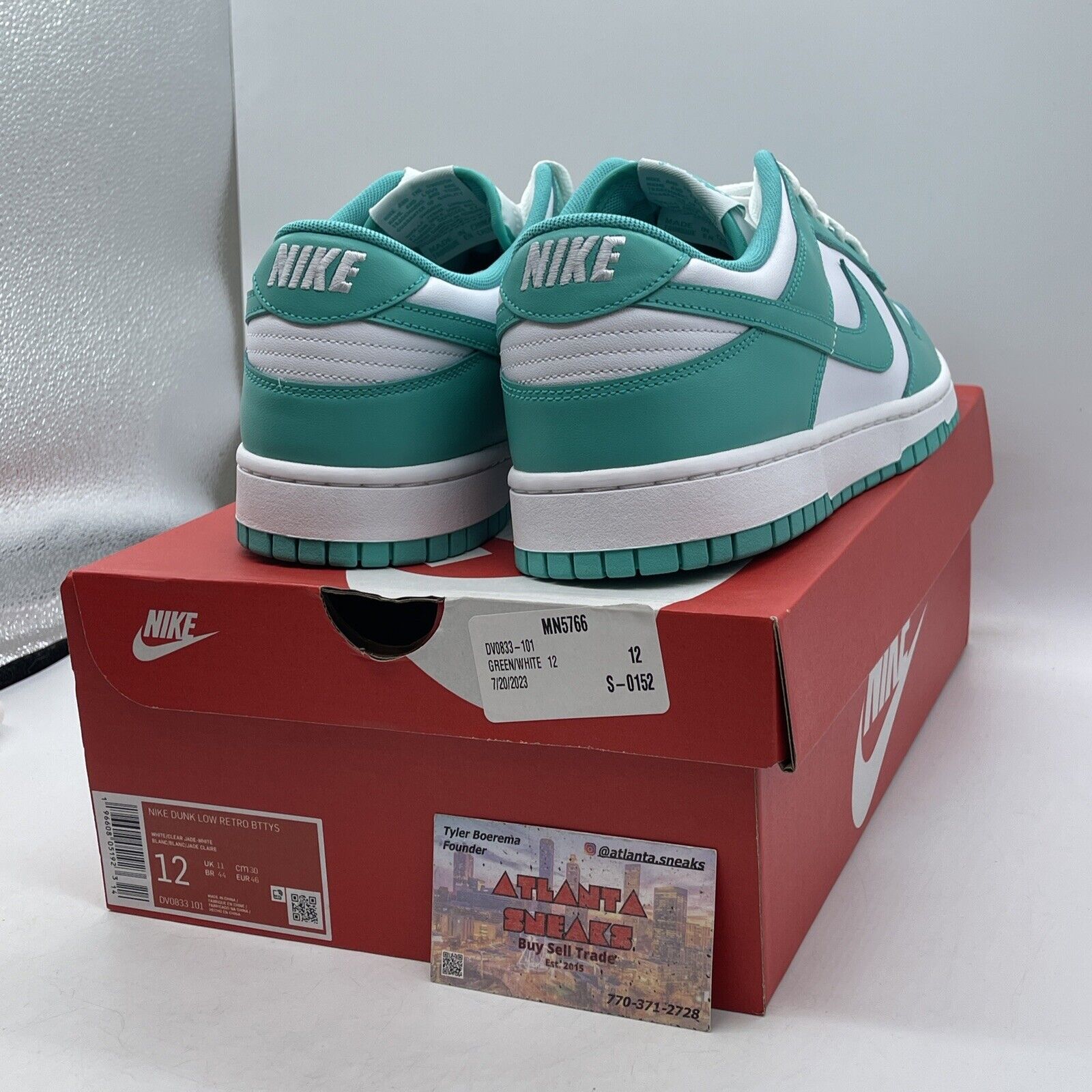 Size 12 - Nike Dunk Low Clear Jade White Blue Leather (DV08363-101)