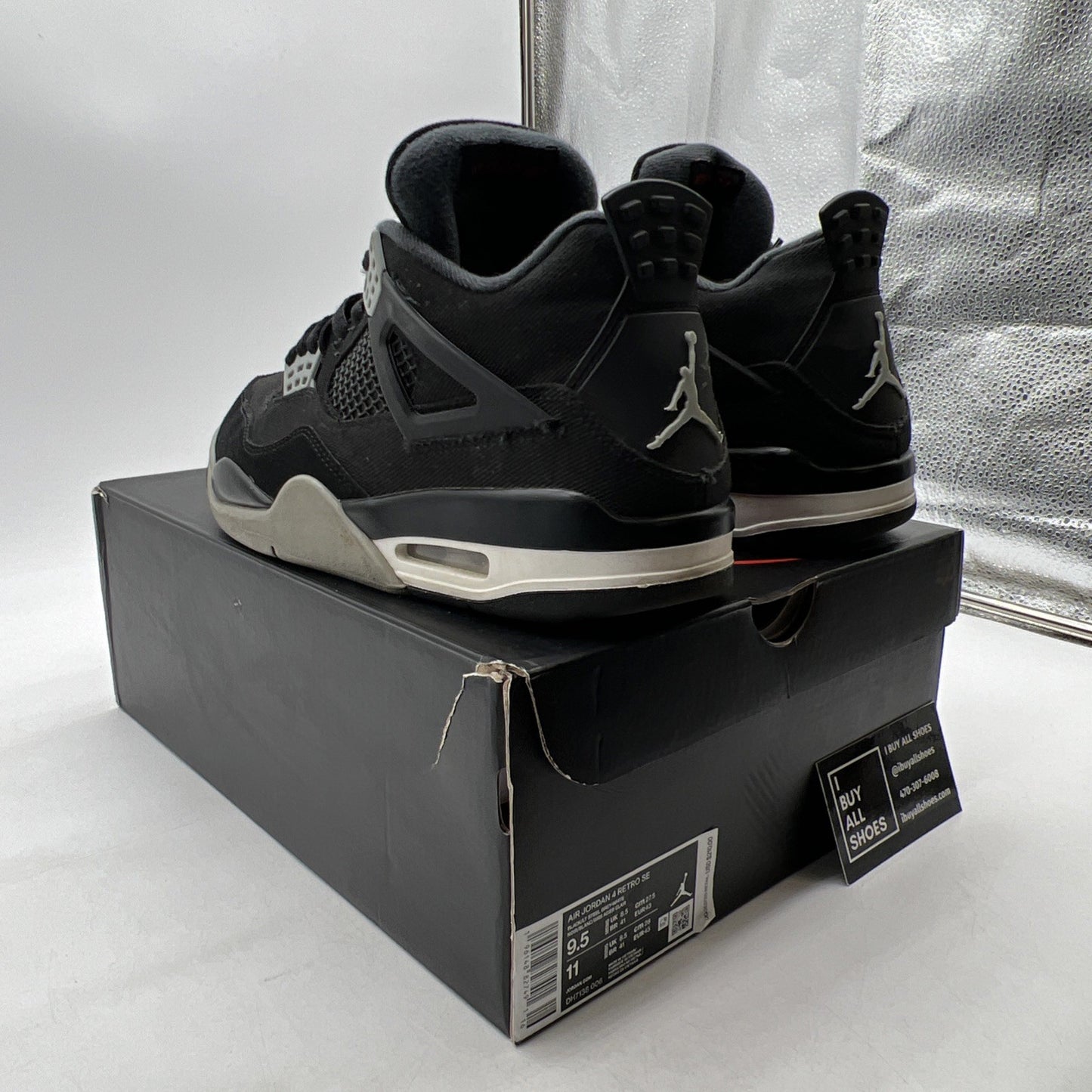 Size 9.5 - Air Jordan 4 Retro SE Mid Black Canvas (DH7138-006)