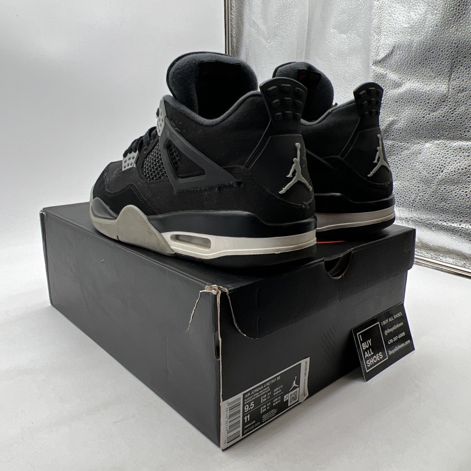 Size 9.5 - Air Jordan 4 Retro SE Mid Black Canvas (DH7138-006)