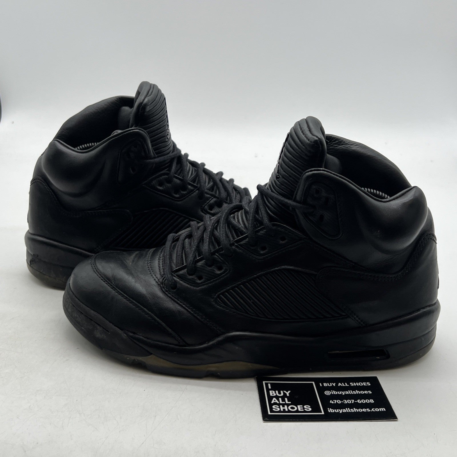 Size 9.5 - Air Jordan 5 Retro Premium Triple Black (881432-010)