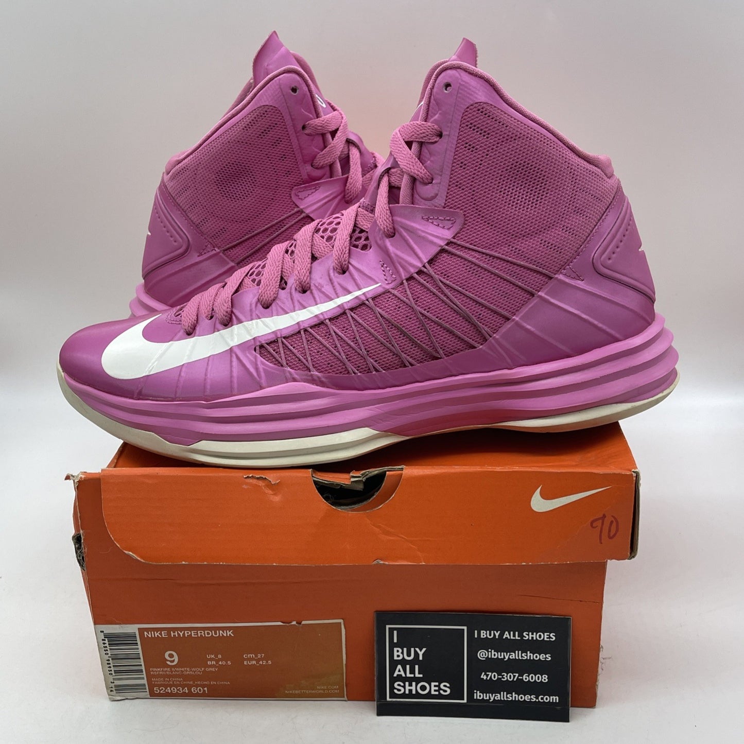 Size 9 - Nike Hyperdunk 2012 Think Pink (524934-601)