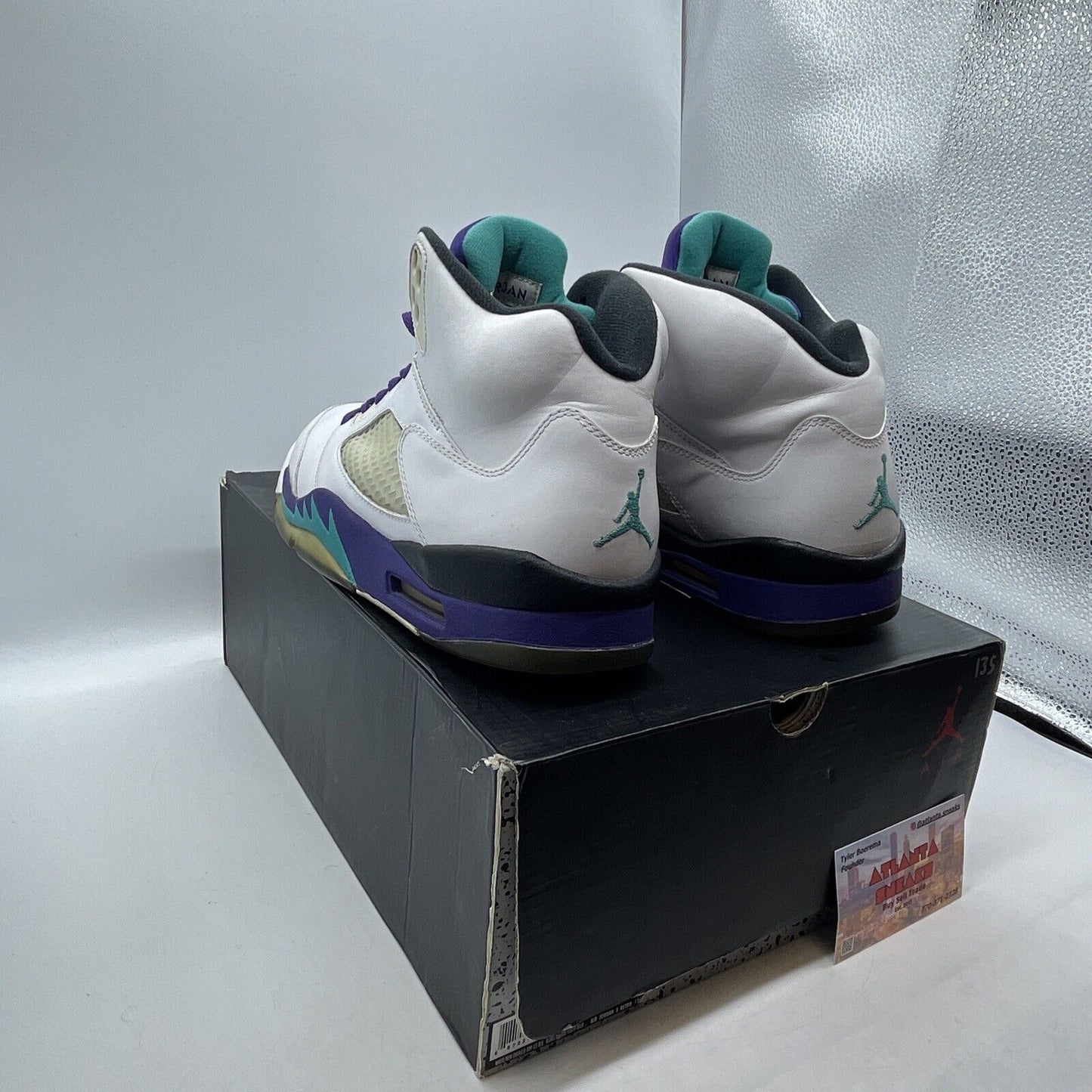 Size 9.5 - Jordan 5 Grape Purple Aqua Black White Leather (136027-108)