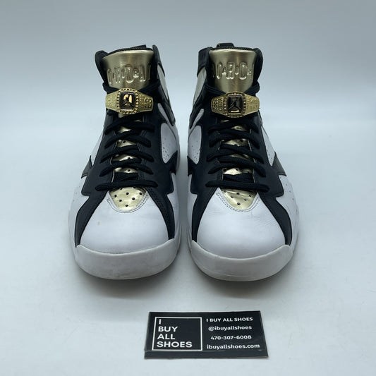 Size 9.5 - Air Jordan 7 Retro Champagne Black White Gold Leather (725093-140)