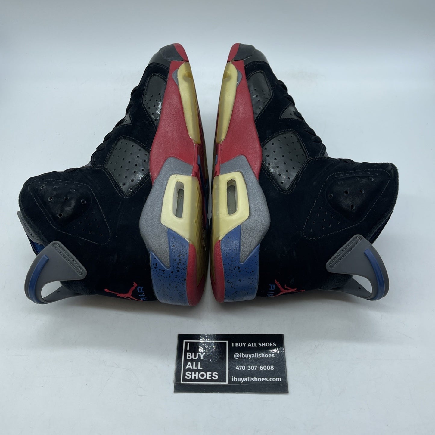 Size 9 - Air Jordan 6 Retro Pistons Black Red Blue Suede Leather (384664-001)