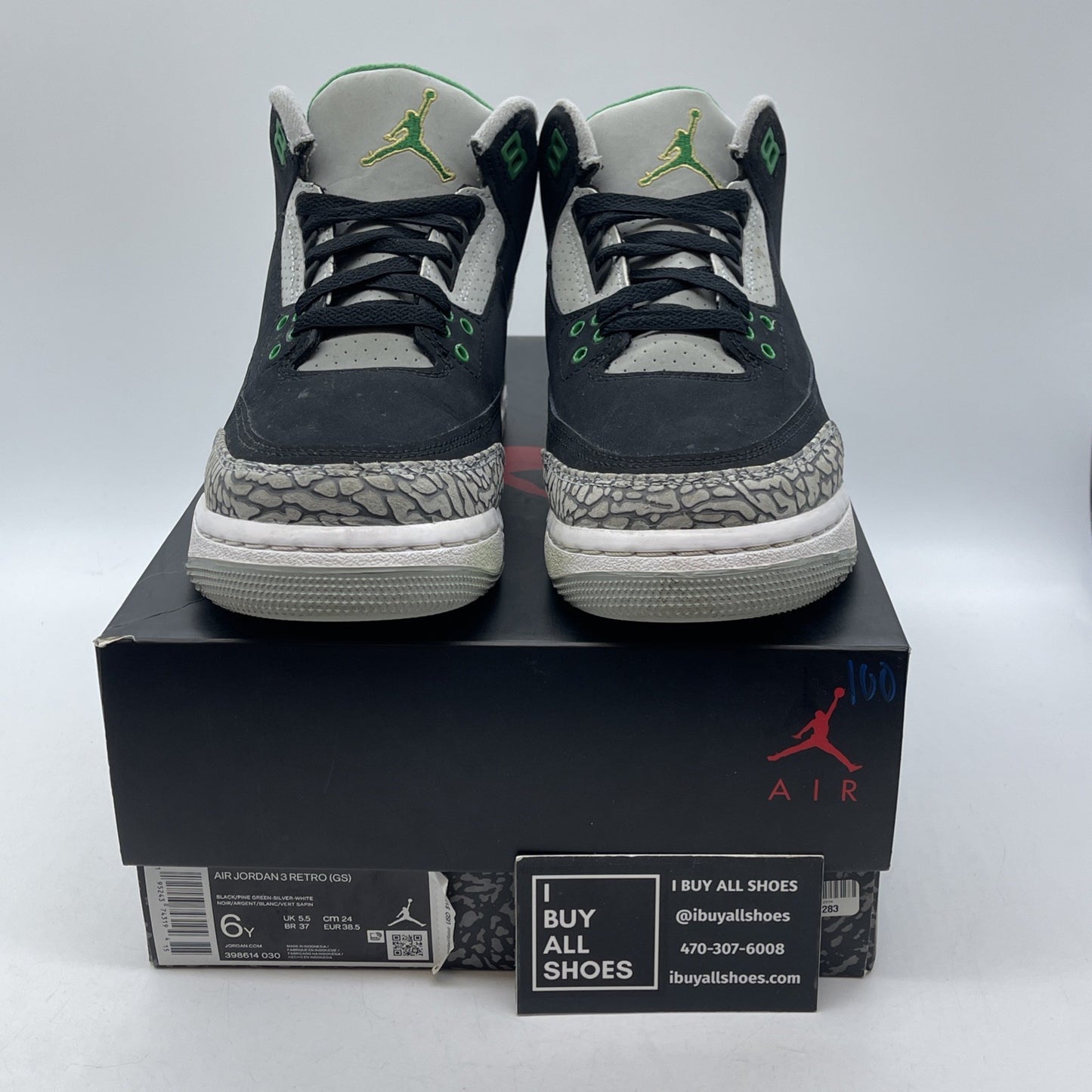 Size 6Y - Jordan 3 Retro Mid Pine Green Black Grey Suede (398614-030)