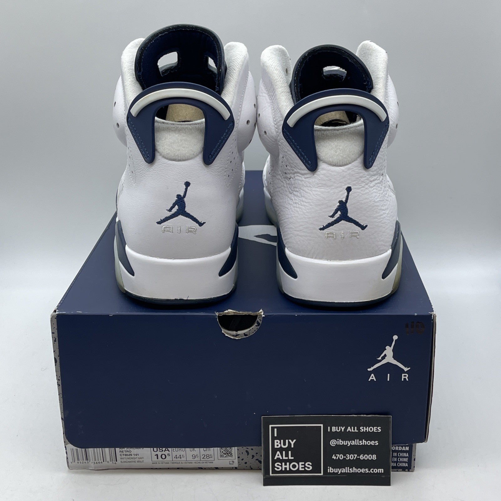 Size 10.5 - Jordan 6 Retro Midnight Navy White Leather (CT8529-141)