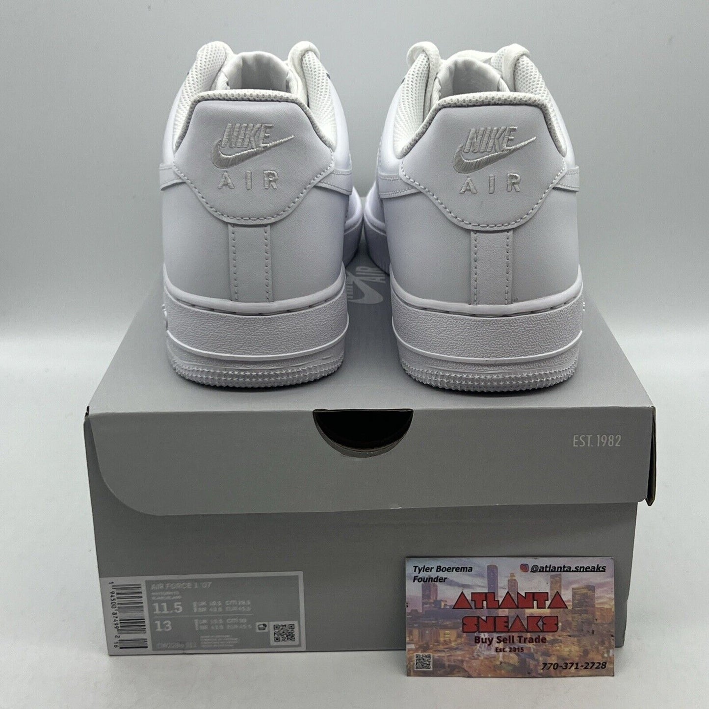 Size 11.5 - Nike Air Force 1 '07 Low Triple White Brand New Og All