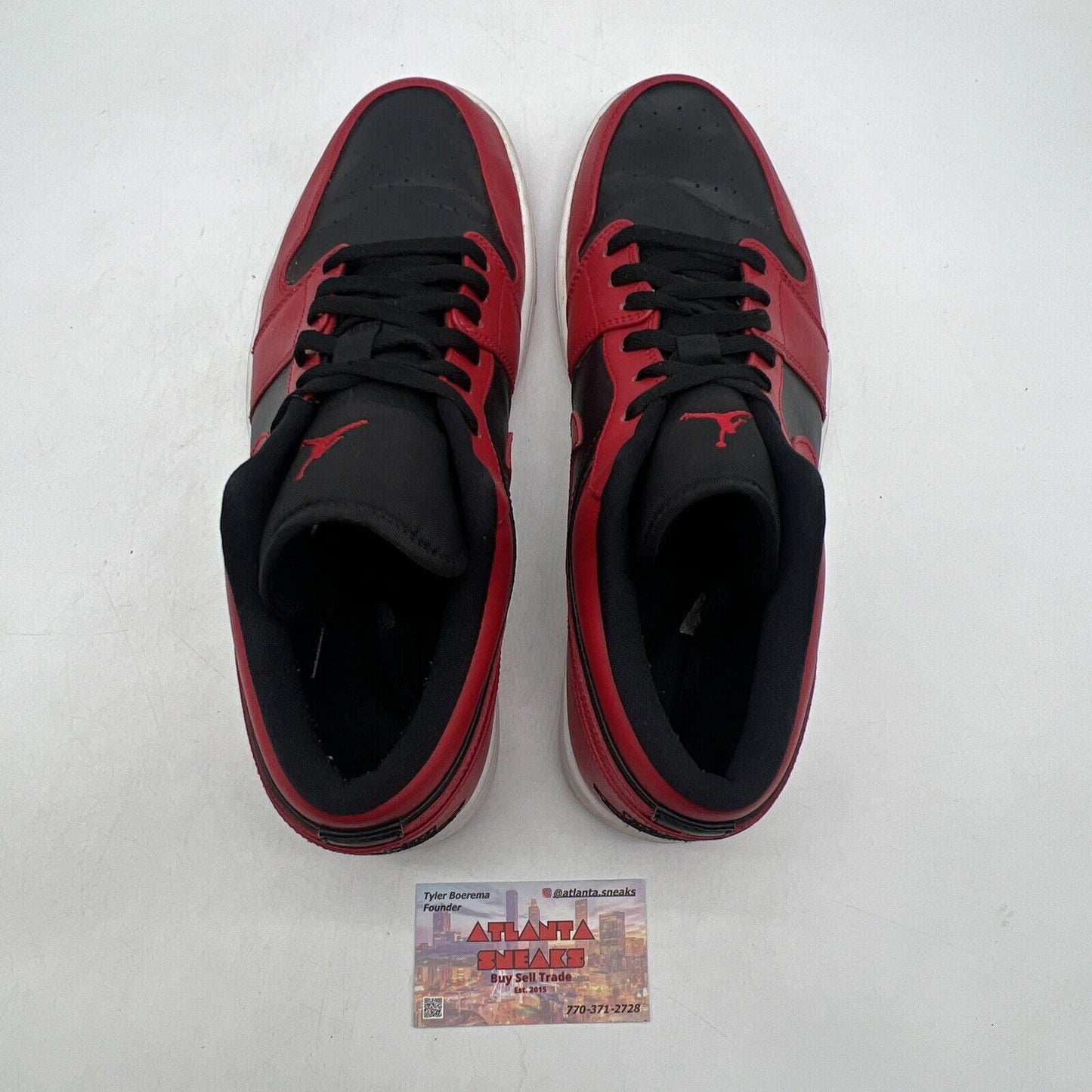 Size 13 - Air Jordan 1 Low Reverse Bred Black Red White Leather (553558-606)