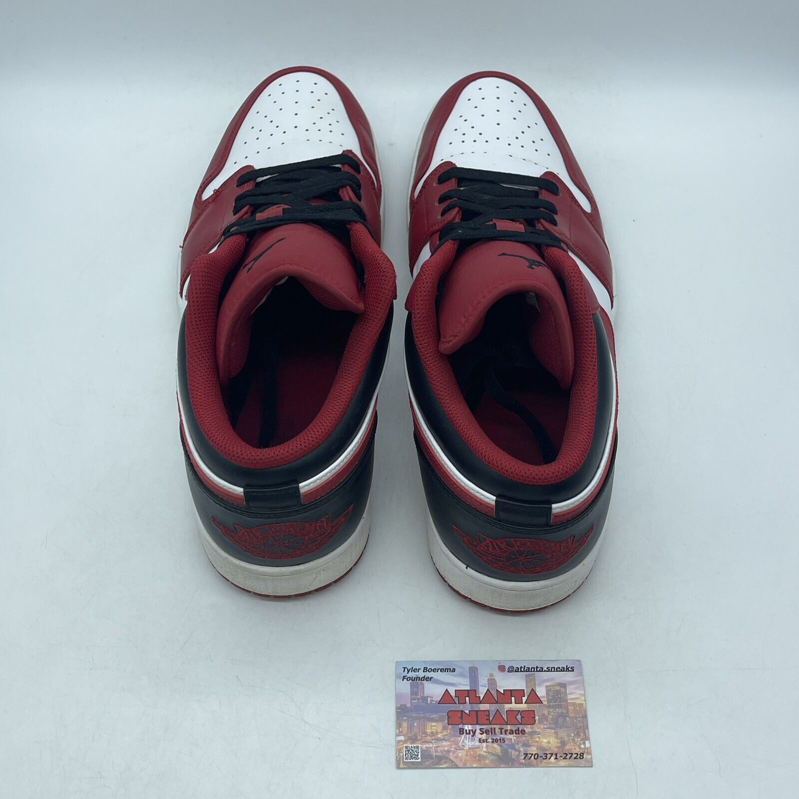 Size 14 - Jordan 1 Low Reverse Black Toe Red White Leather (553558-163)