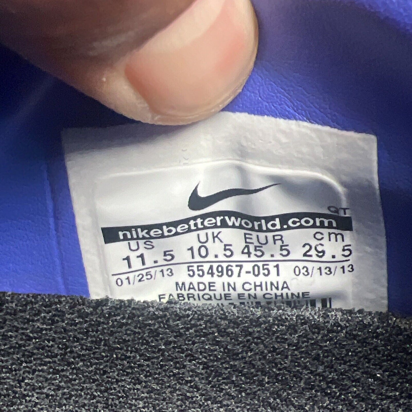 Size 11.5 - Nike Air Max EXT Running Shoes Black Purple Violet 2013 (554967-051)