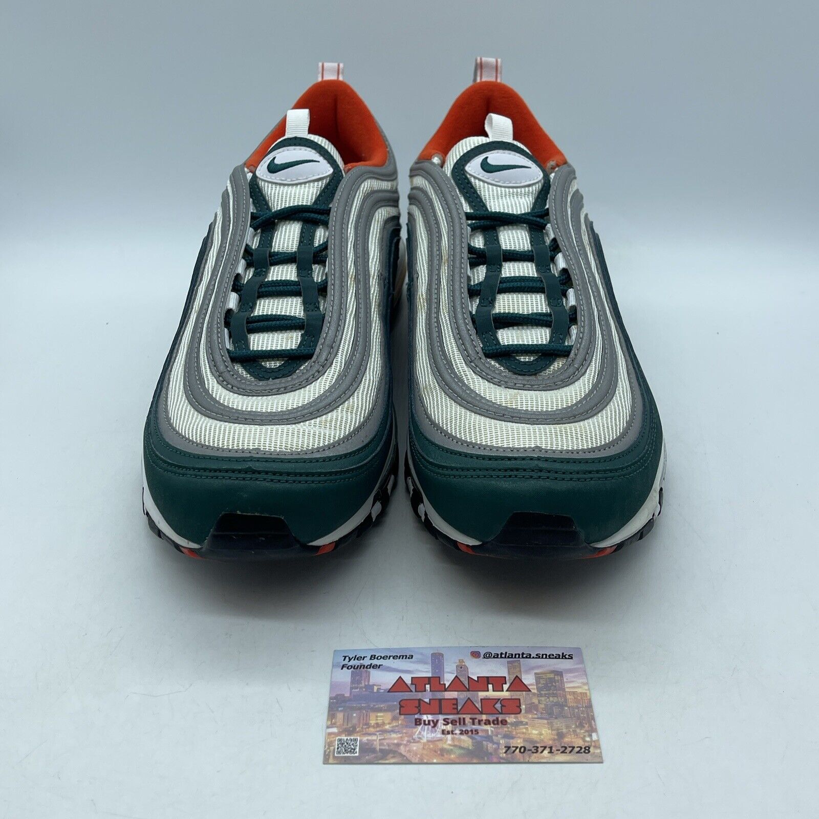 Size 12 - Nike Air Max 97 Miami Dolphins Blue Silver Suede Leather (921826-300)