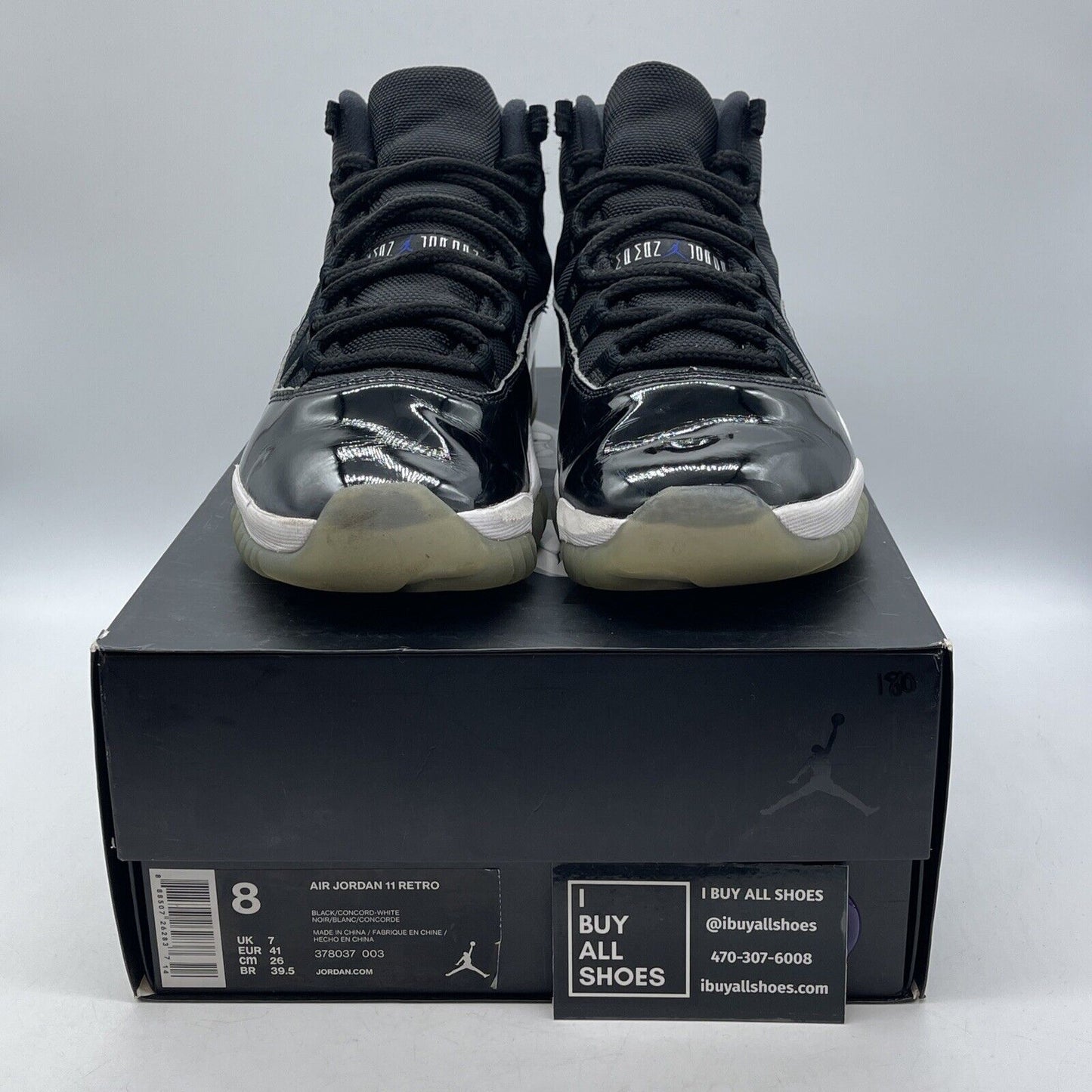 Size 8 - Jordan 11 Retro High Space Jam Black Blue Leather Suede (378037-003)
