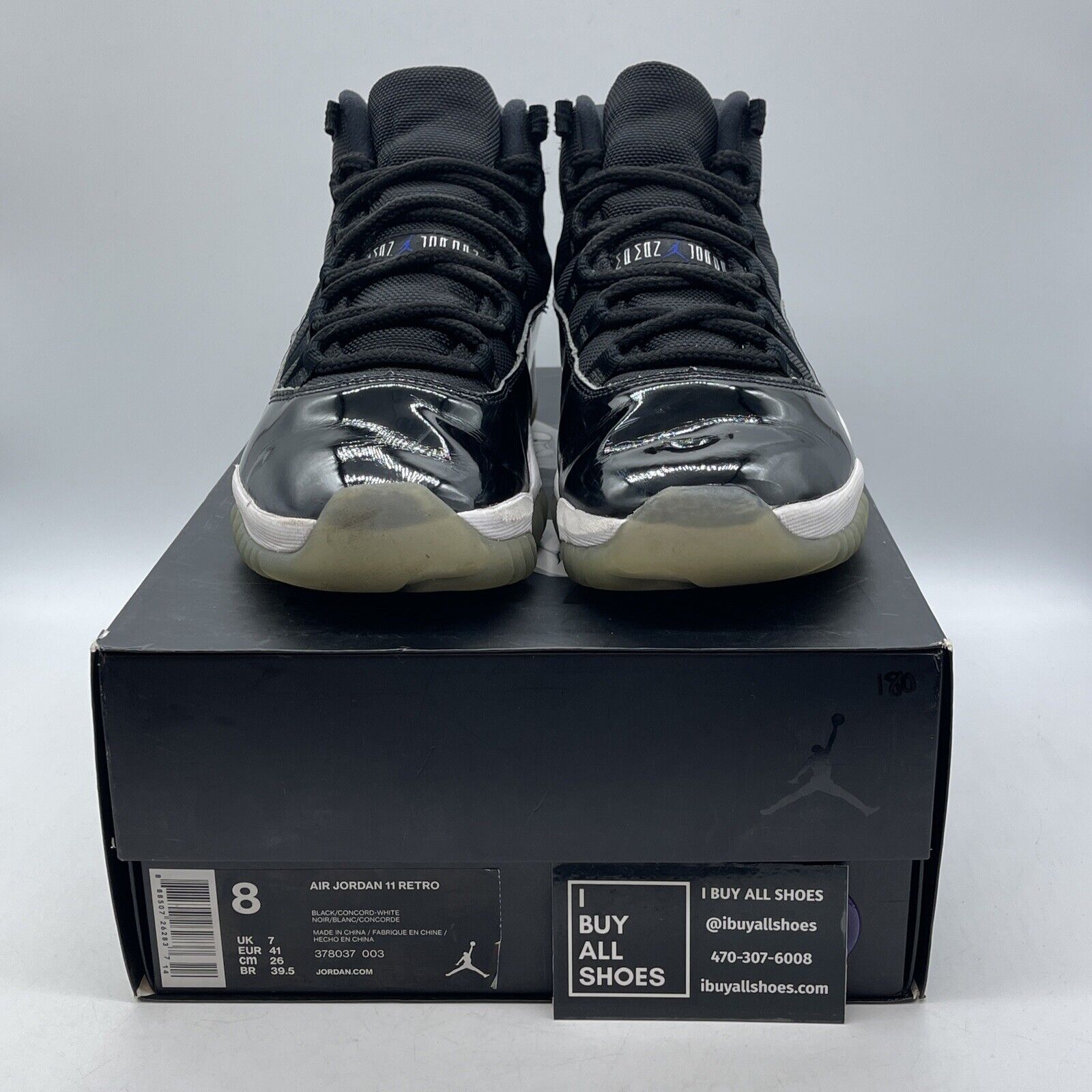 Size 8 - Jordan 11 Retro High Space Jam Black Blue Leather Suede (378037-003)