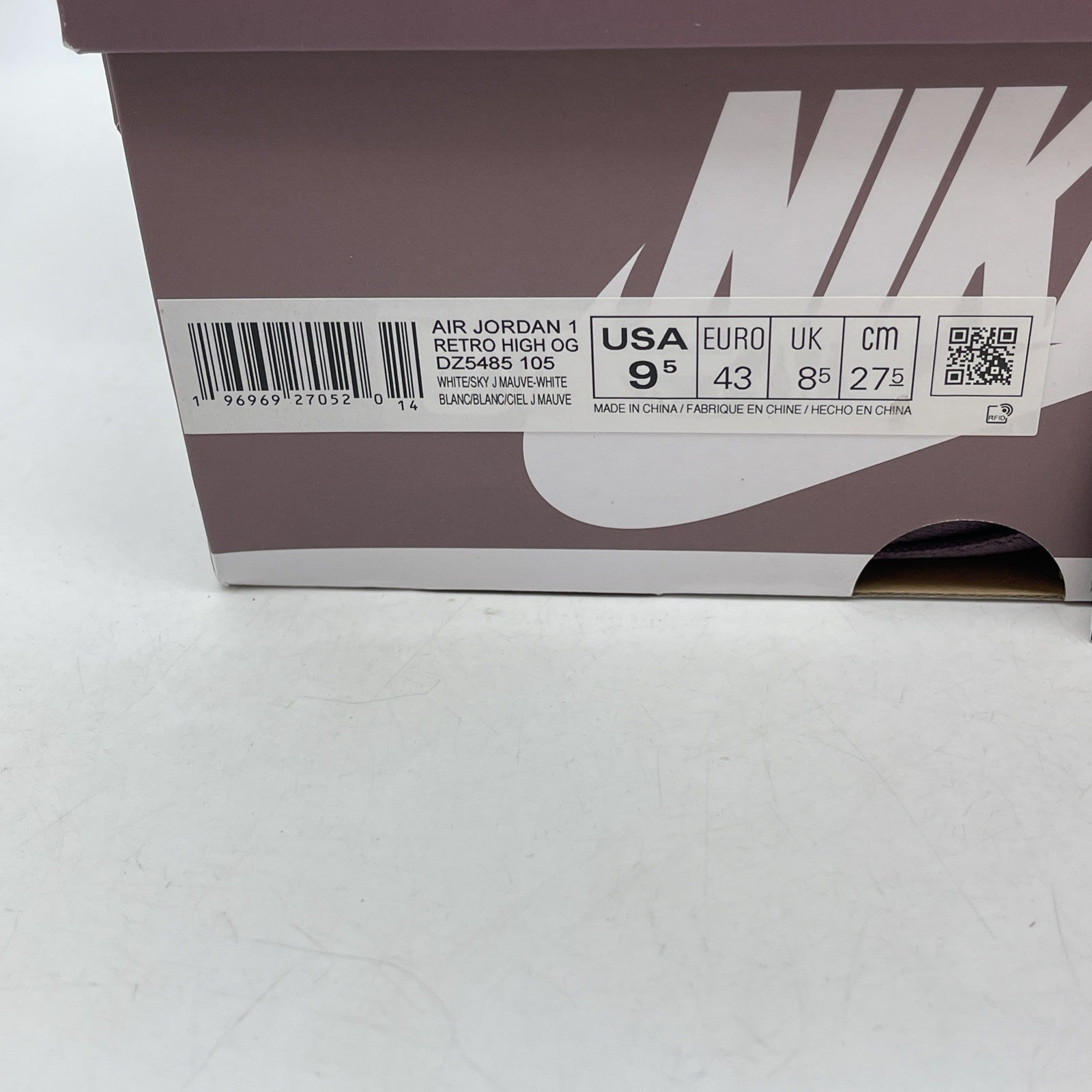 Size 9.5 - Air Jordan 1 Retro OG High Mauve Purple White Leather (DZ5485-105)