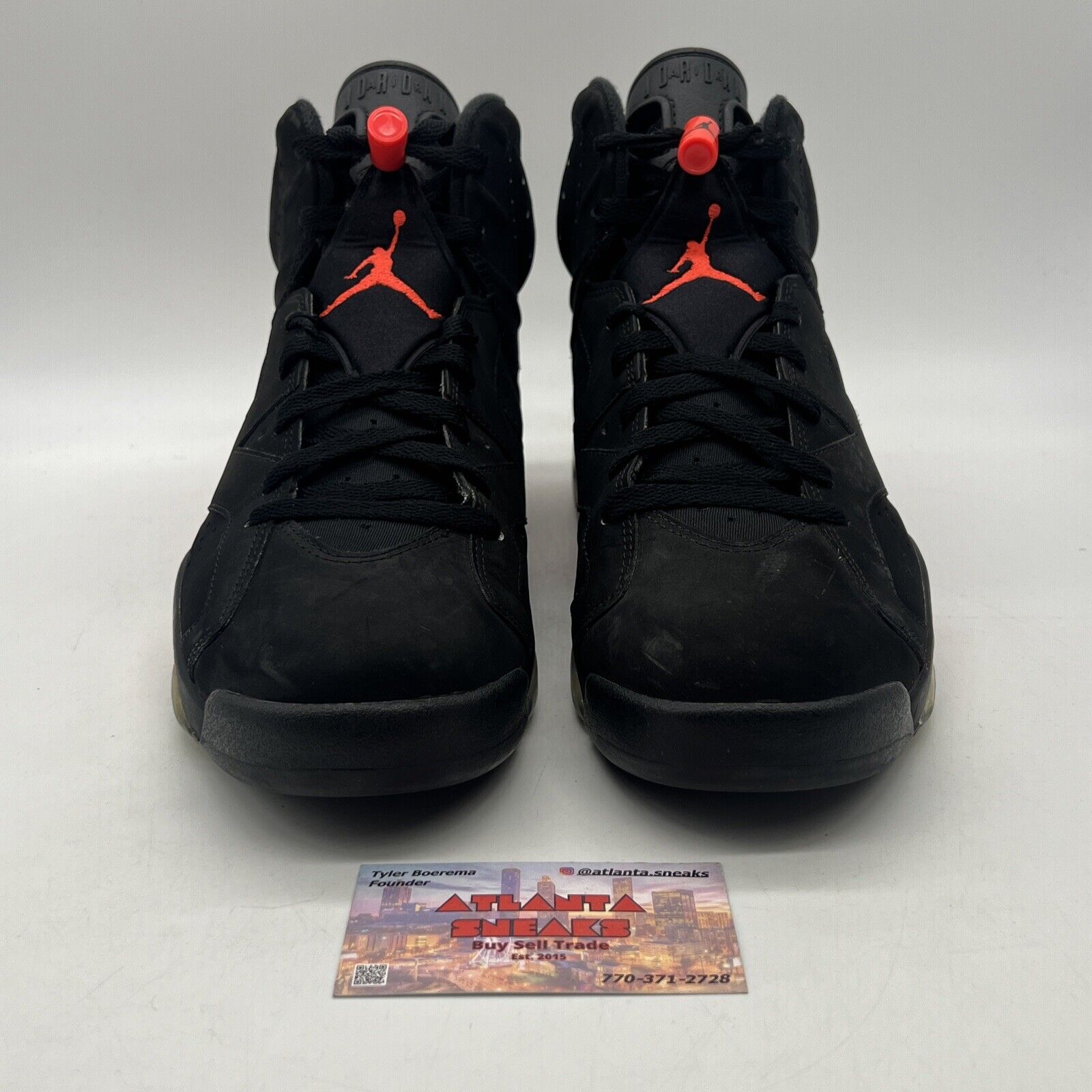 Size 11 - Jordan 6 Retro Infrared Black 2014 Black Red Suede (384664-023)