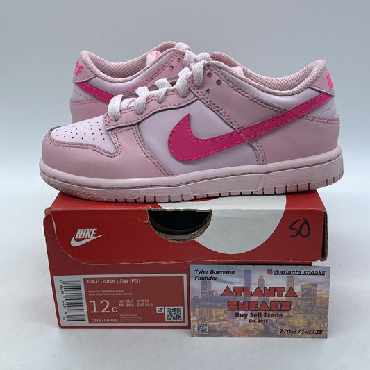 Size 12 (PS) - Nike Dunk Low Triple Pink Leather (DH9756-600)