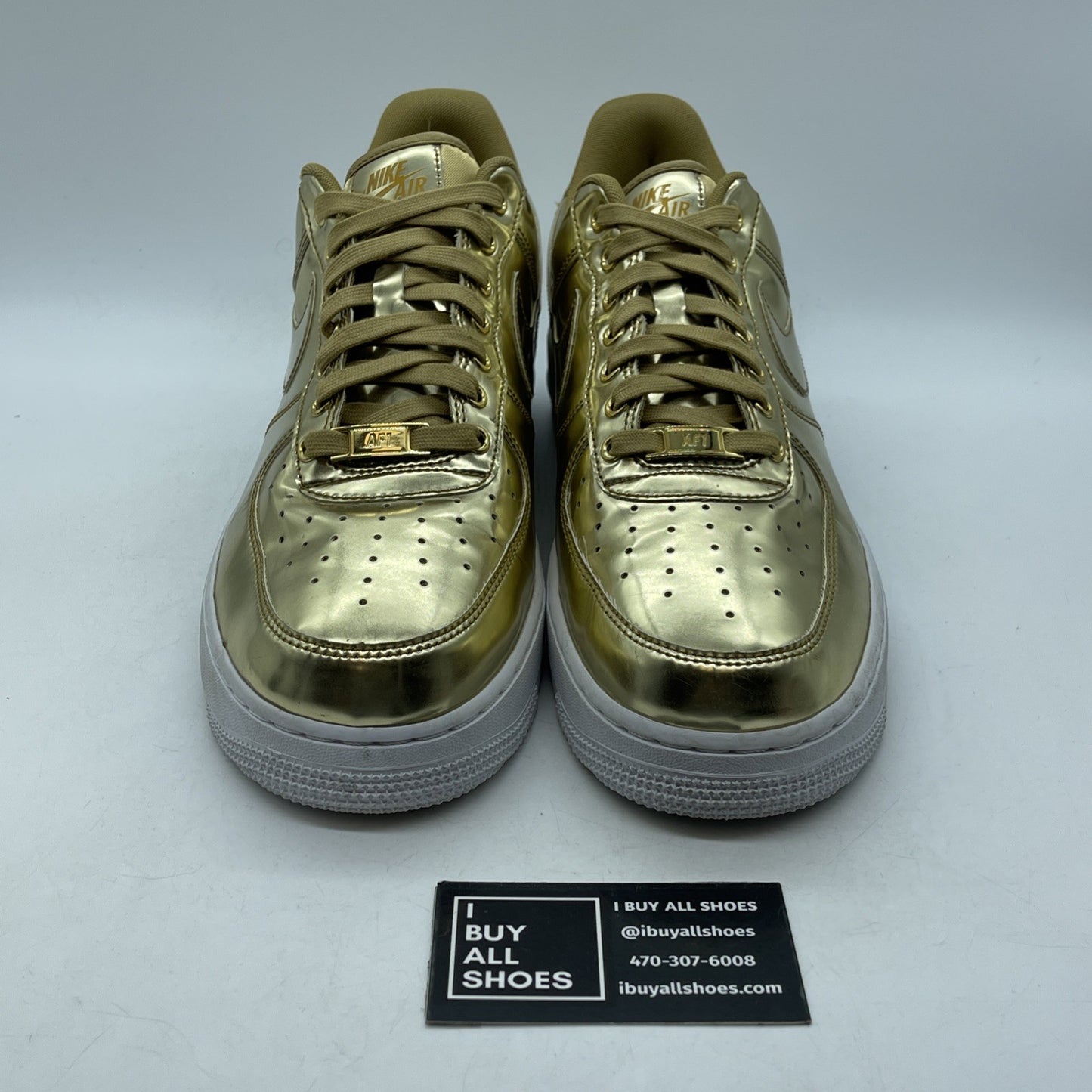 Size 12W- Nike Air Force 1 SP Liquid Metal Gold Leather (CQ6566-700)