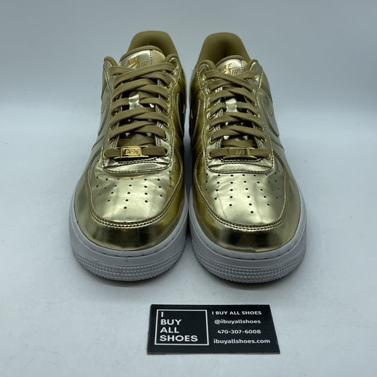 Size 12W- Nike Air Force 1 SP Liquid Metal Gold Leather (CQ6566-700)