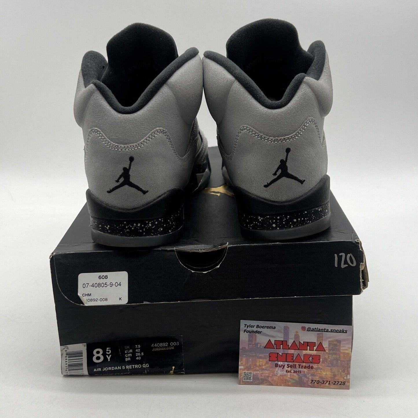 Size 8.5Y - Jordan 5 Retro Mid Wolf Grey - (440892-008) Black