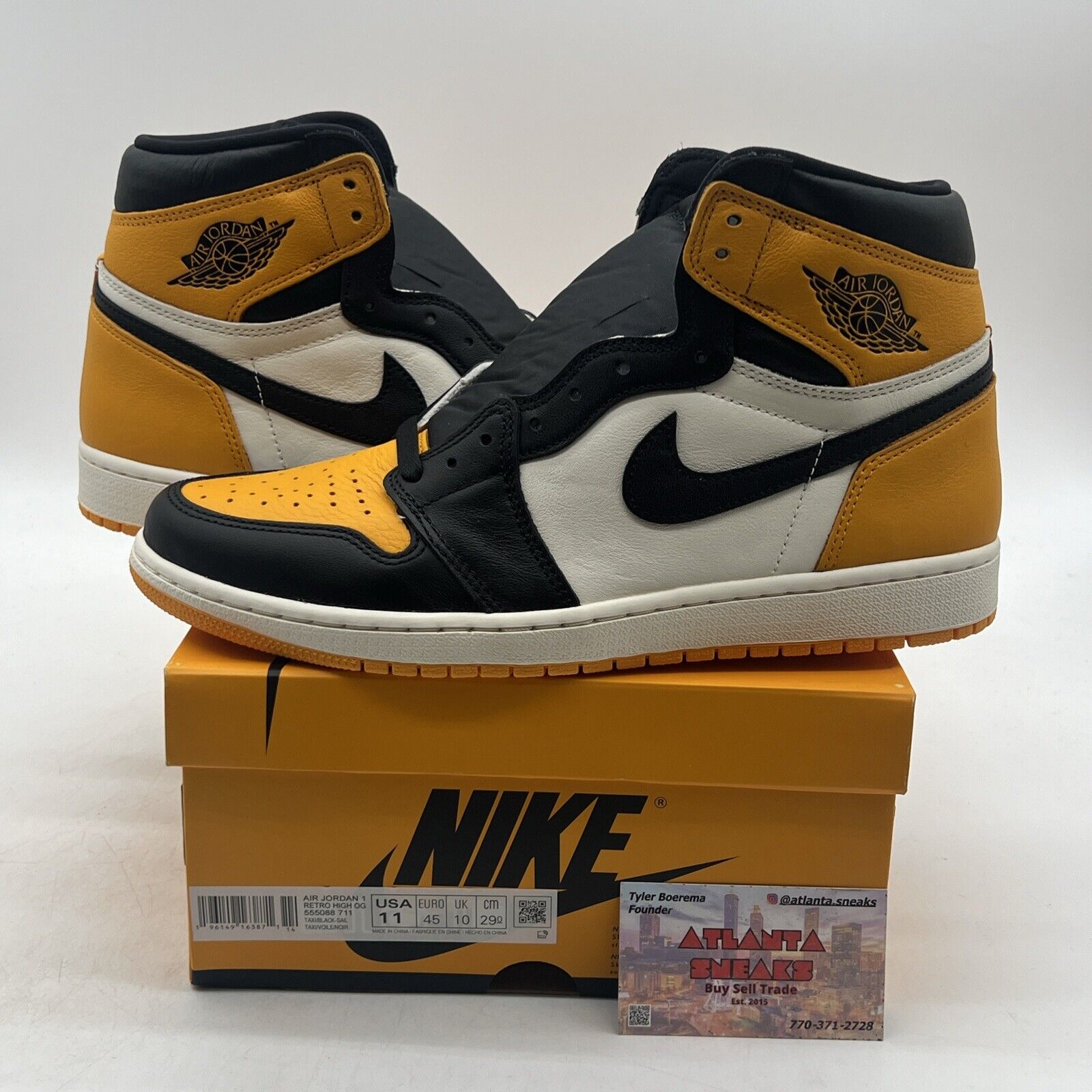 Size 11 - Jordan 1 Retro OG High Yellow Toe Black White Leather (555088-711)