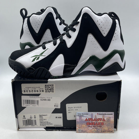 Size 8 - Reebok Kamikaze 2 Retro 2020 Sonics Black Suede White Leather (FY7512)