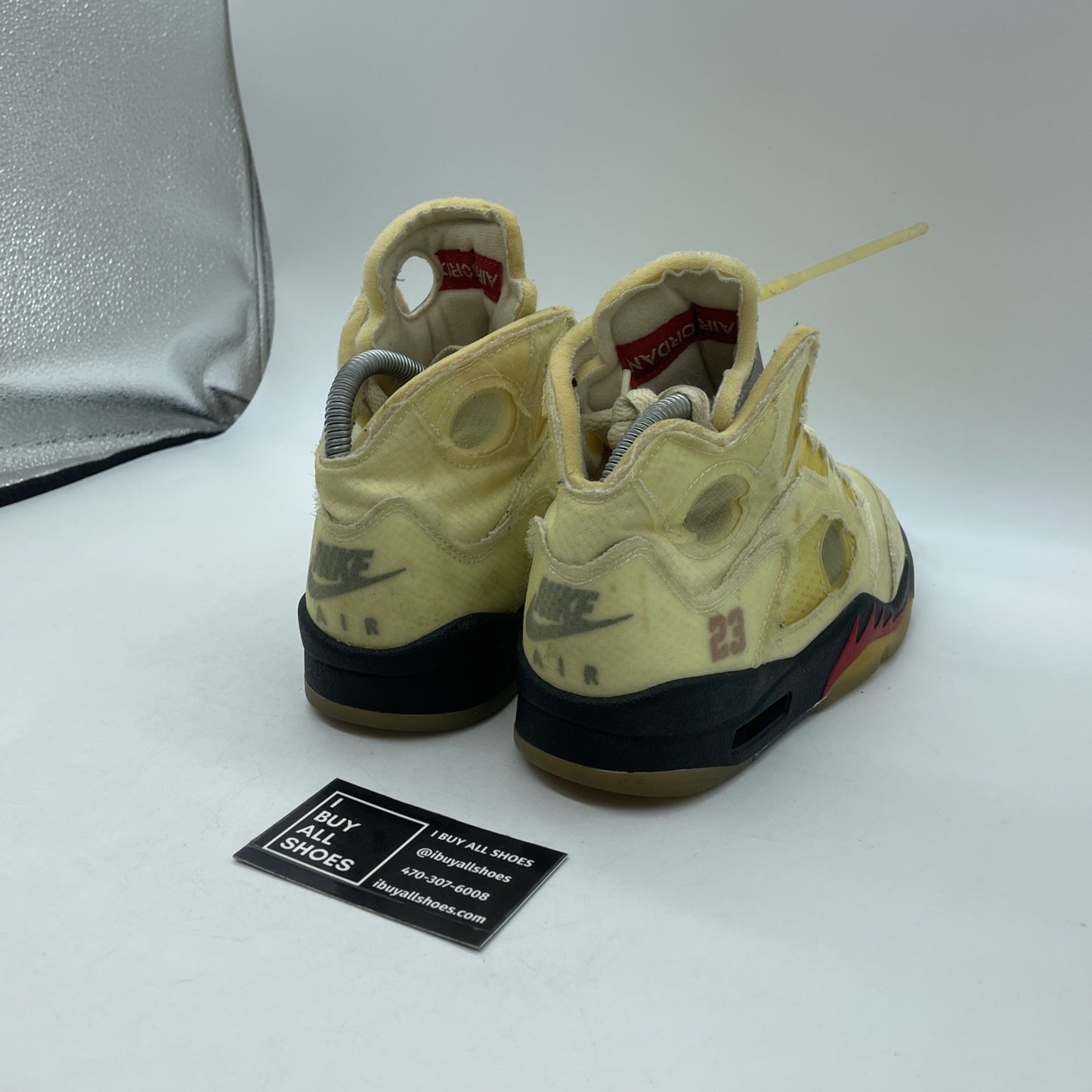 Size 5.5 - Jordan 5 SP x Off-White Mid Sail Red Black Suede (DH8565-100)