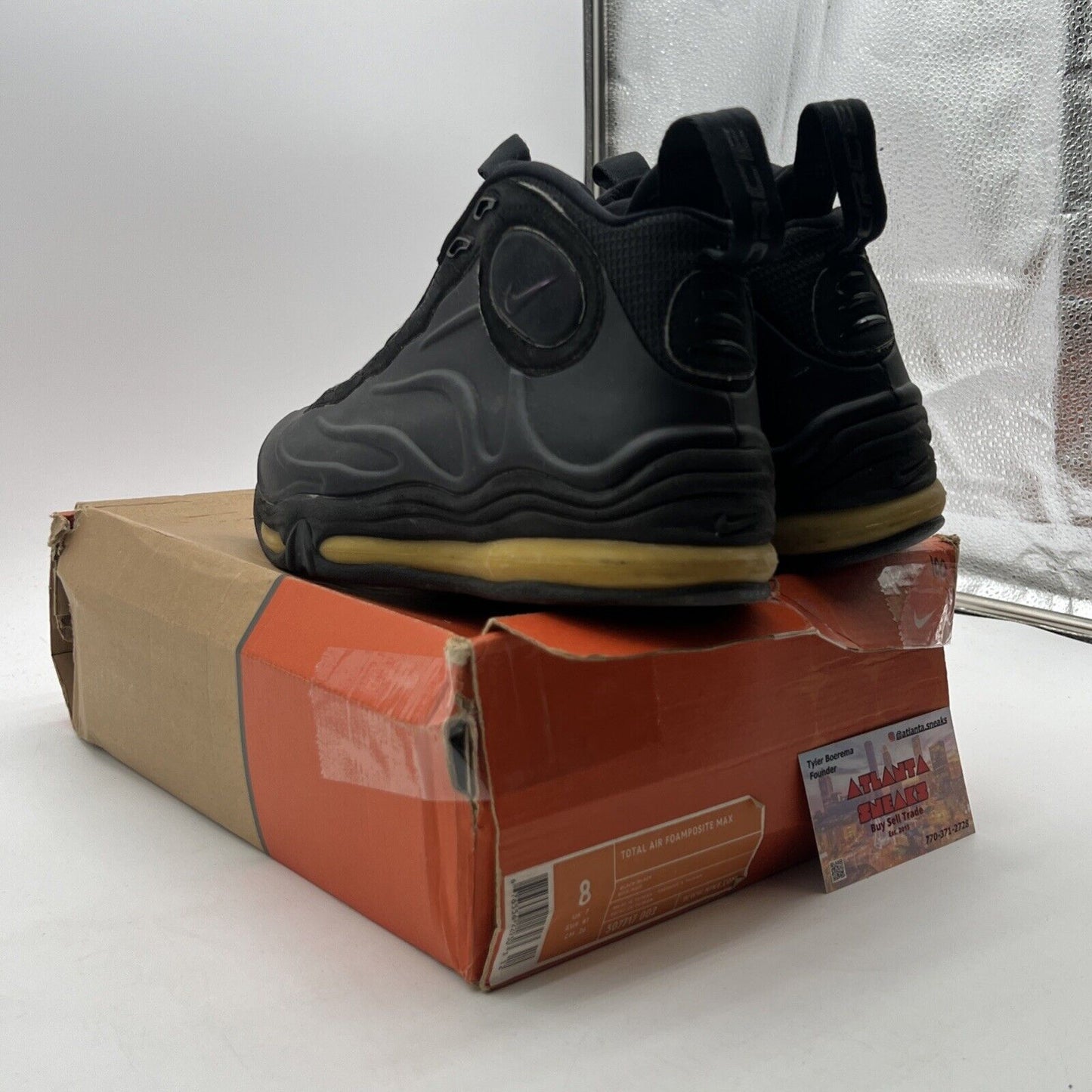 Size 8 - Nike Total Air Foamposite Max Black (307717-002)