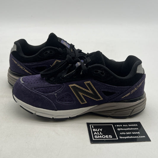 Size 2 - New Balance 990v4 Black/Purple Suede - (KJ990B4G)