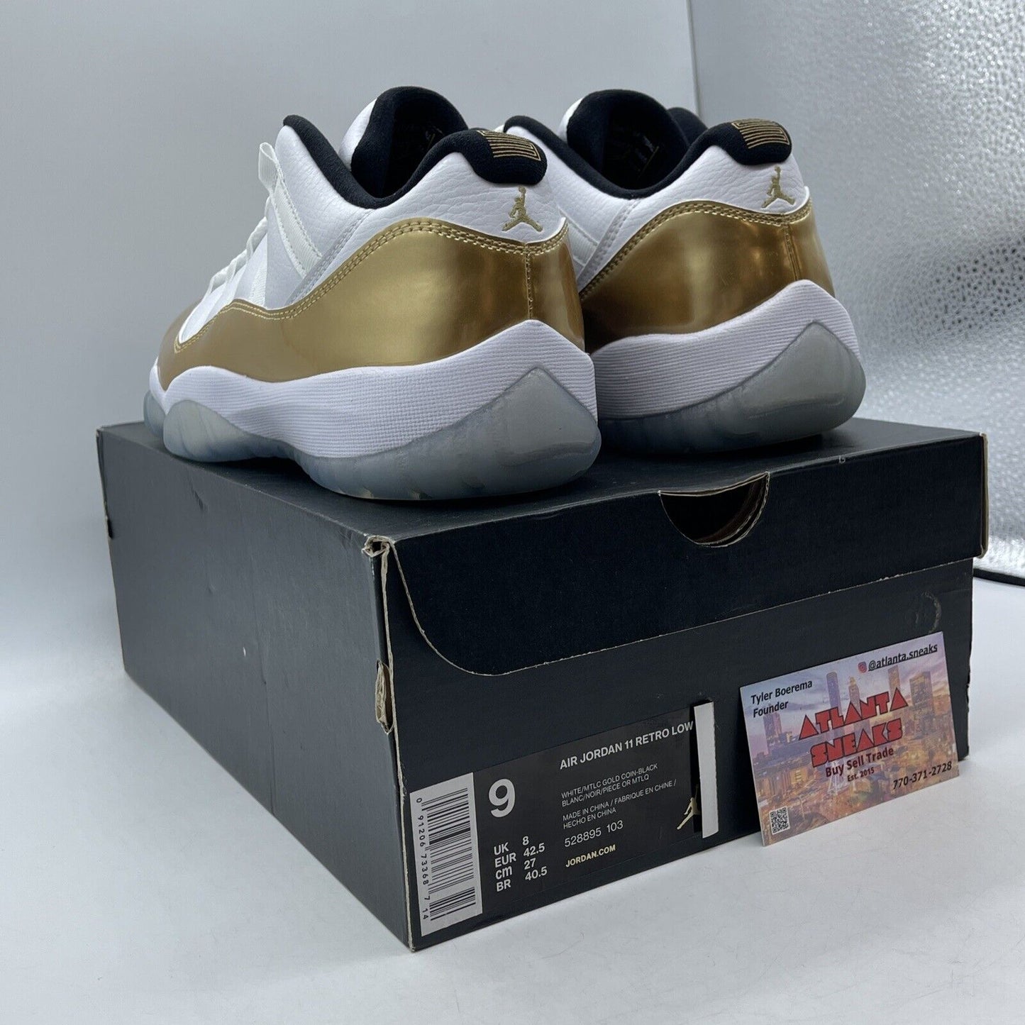 Size 9 - Air Jordan 11 Retro Low Closing Ceremony Gold White Black (528895-103)