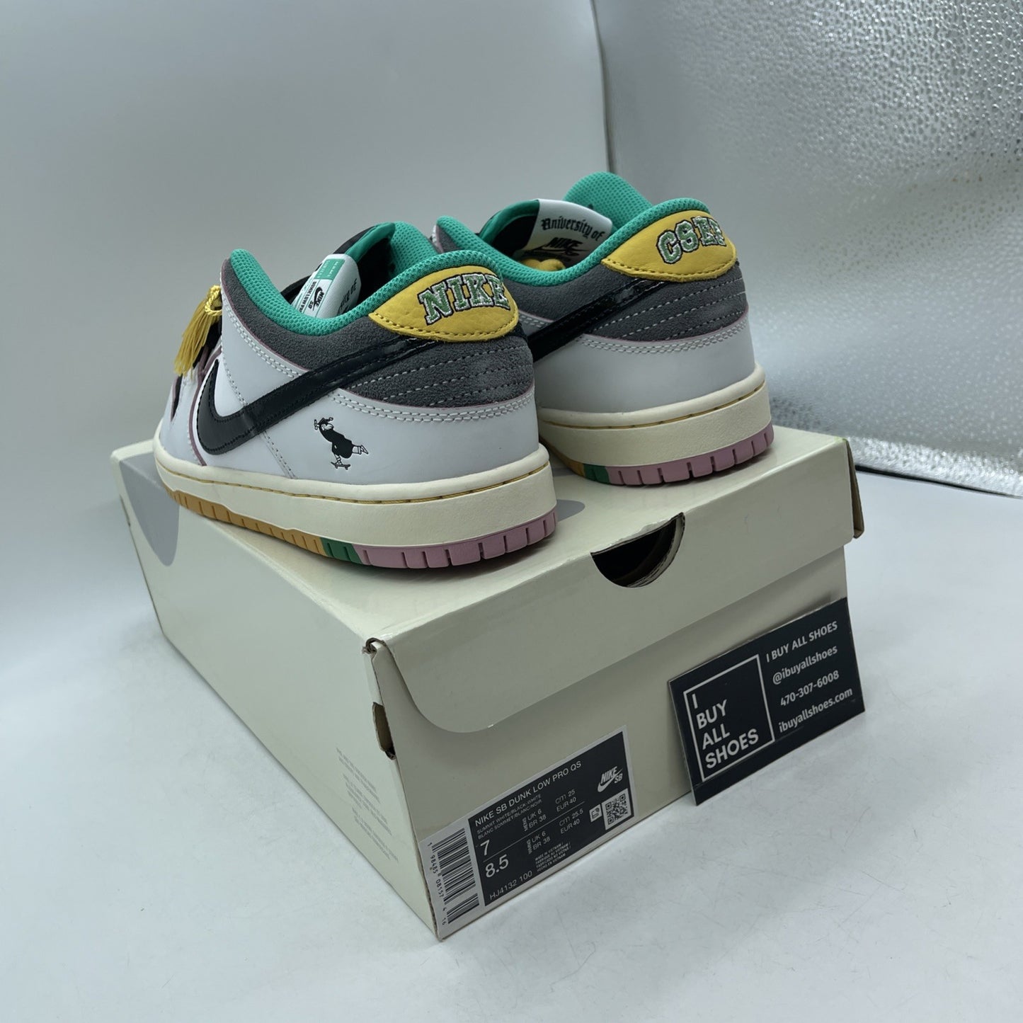 Size 7 - CSEF x Nike Dunk SB Low White Clear Emerald (HJ4132-100)