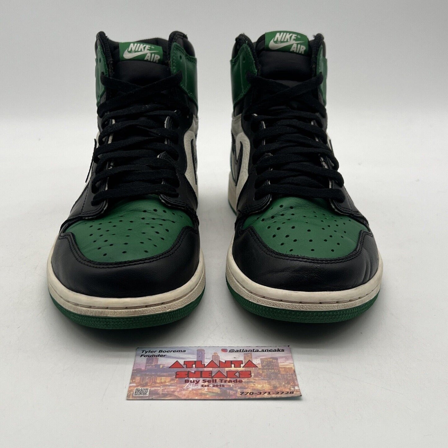 Size 11 - Jordan 1 Retro High OG Pine Green 2018 Black White Leather 555088-302