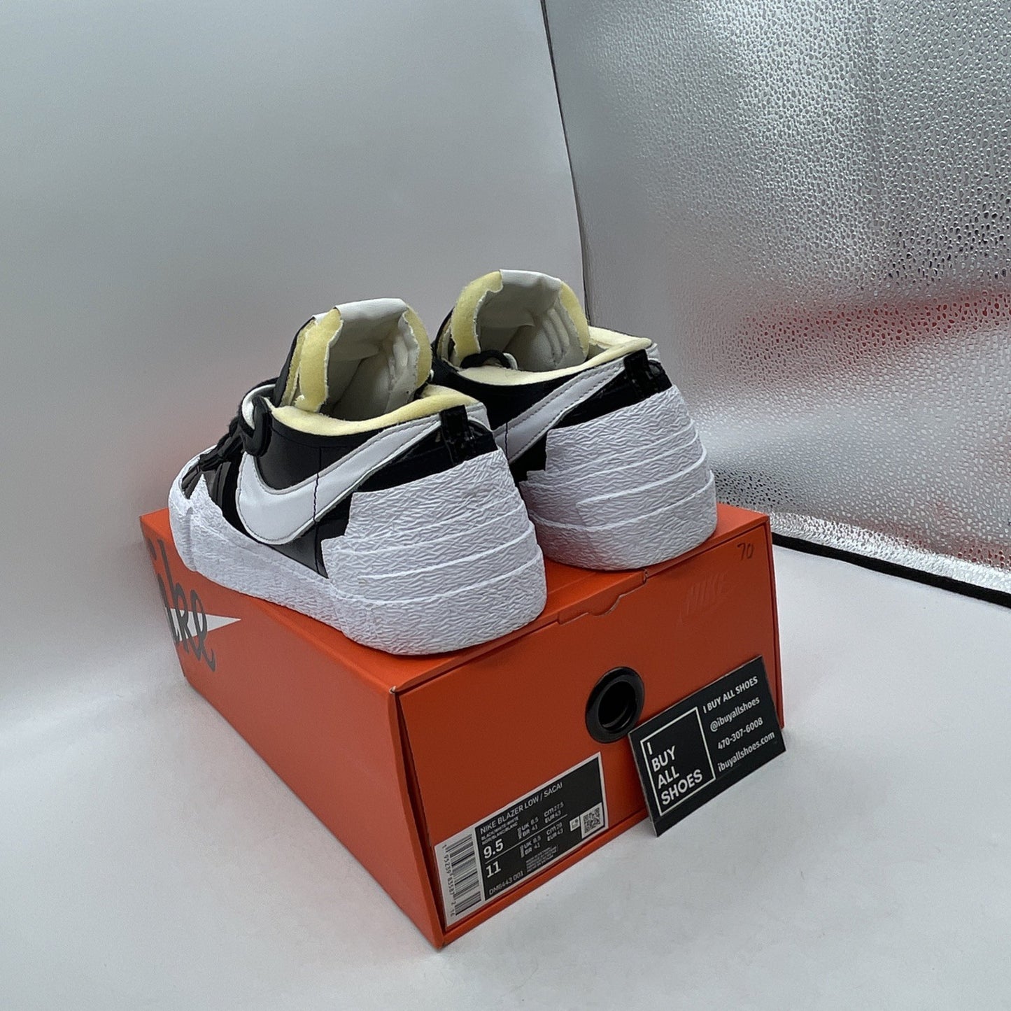 Size 9.5 - Nike sacai x Blazer Low Black Patent (DM6443-001)