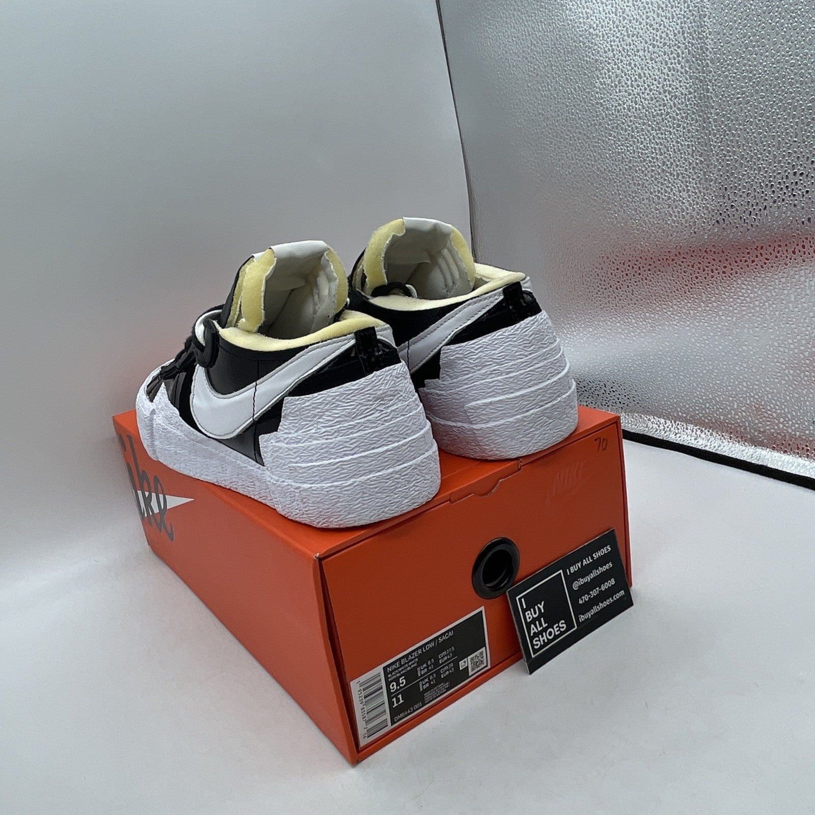 Size 9.5 - Nike sacai x Blazer Low Black Patent (DM6443-001)