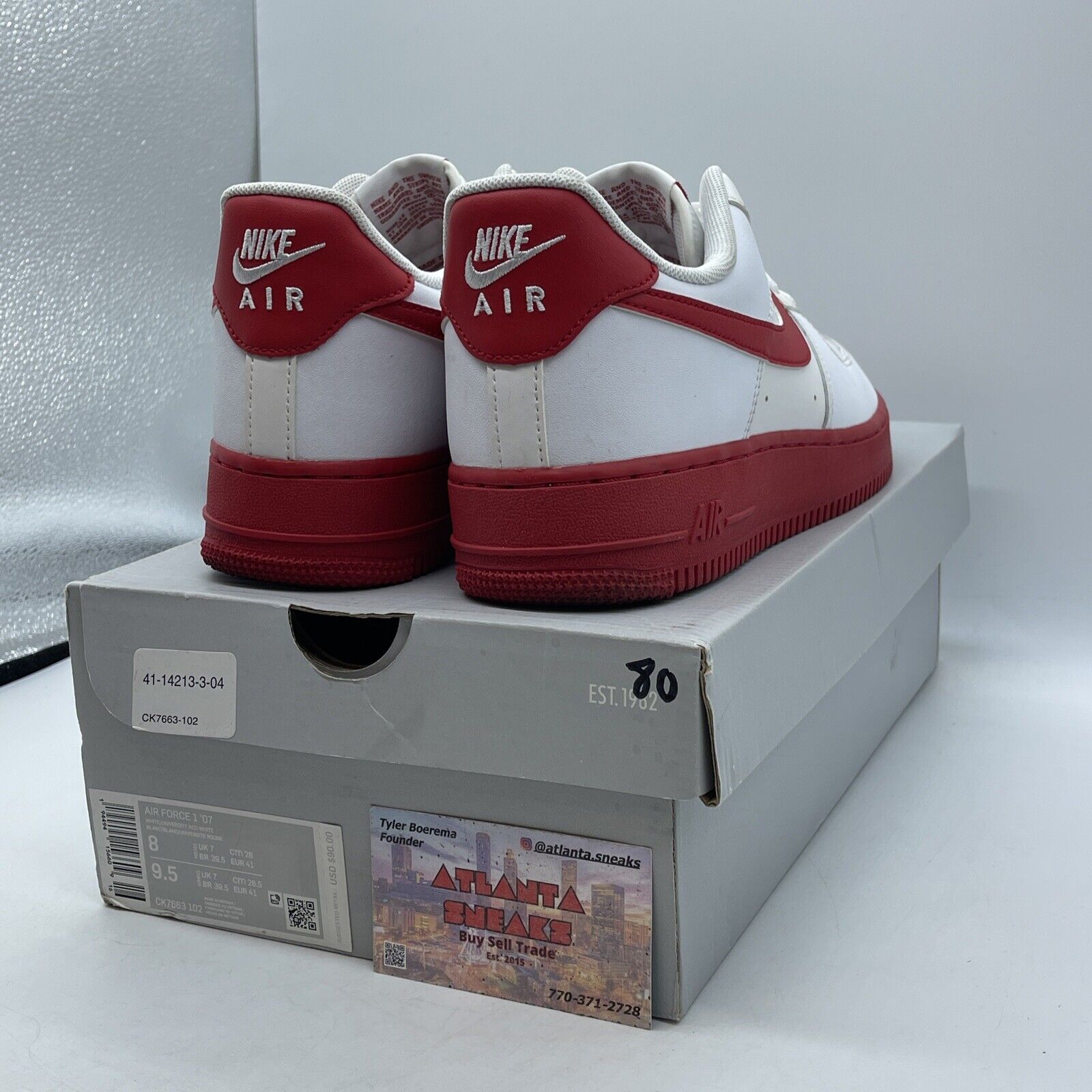 Size 8 - Nike Air Force 1 Low White Red Sole Leather (CK7663-102)