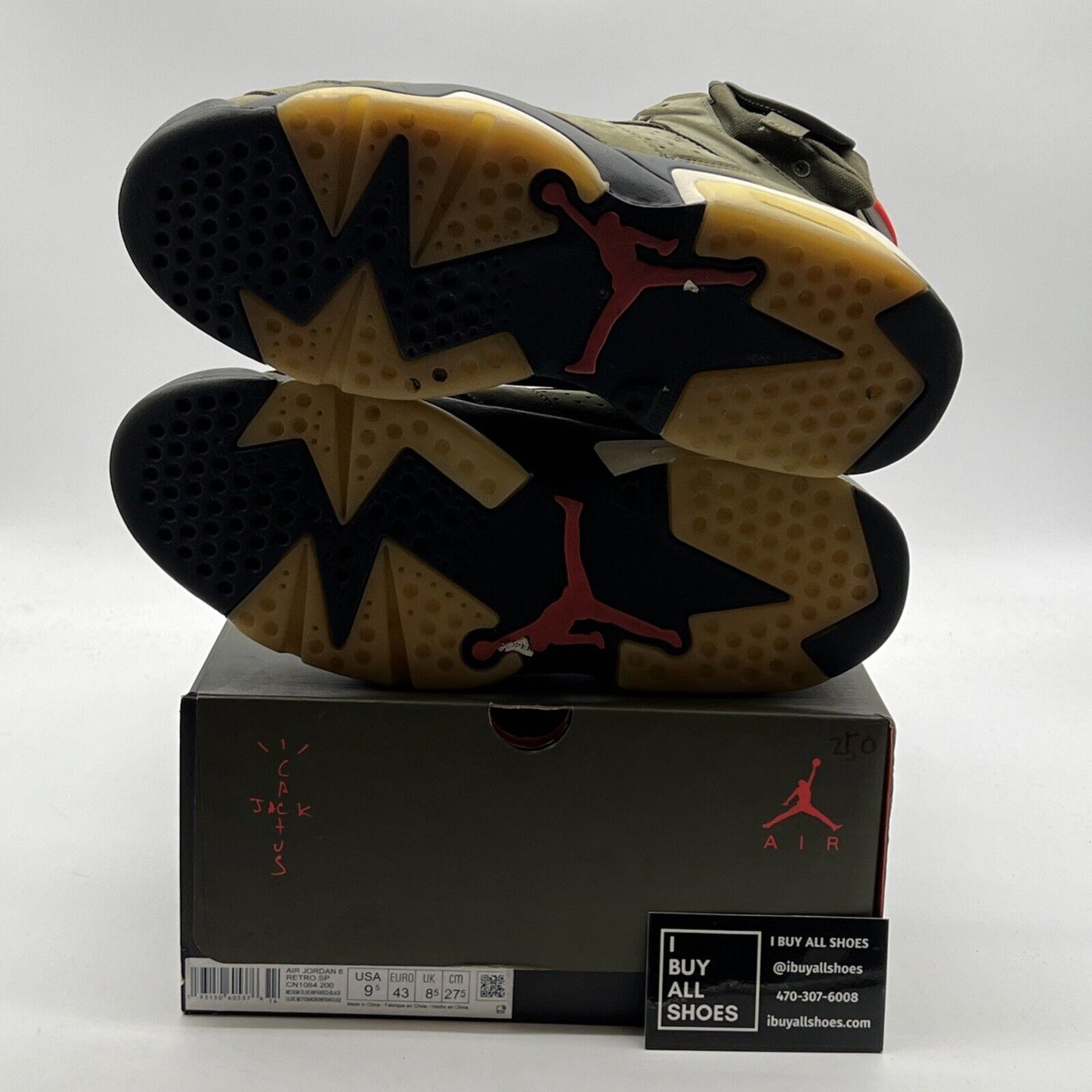 Size 9.5 - Air Jordan 6 Retro x Travis Scott Mid Olive (CN1084-200)