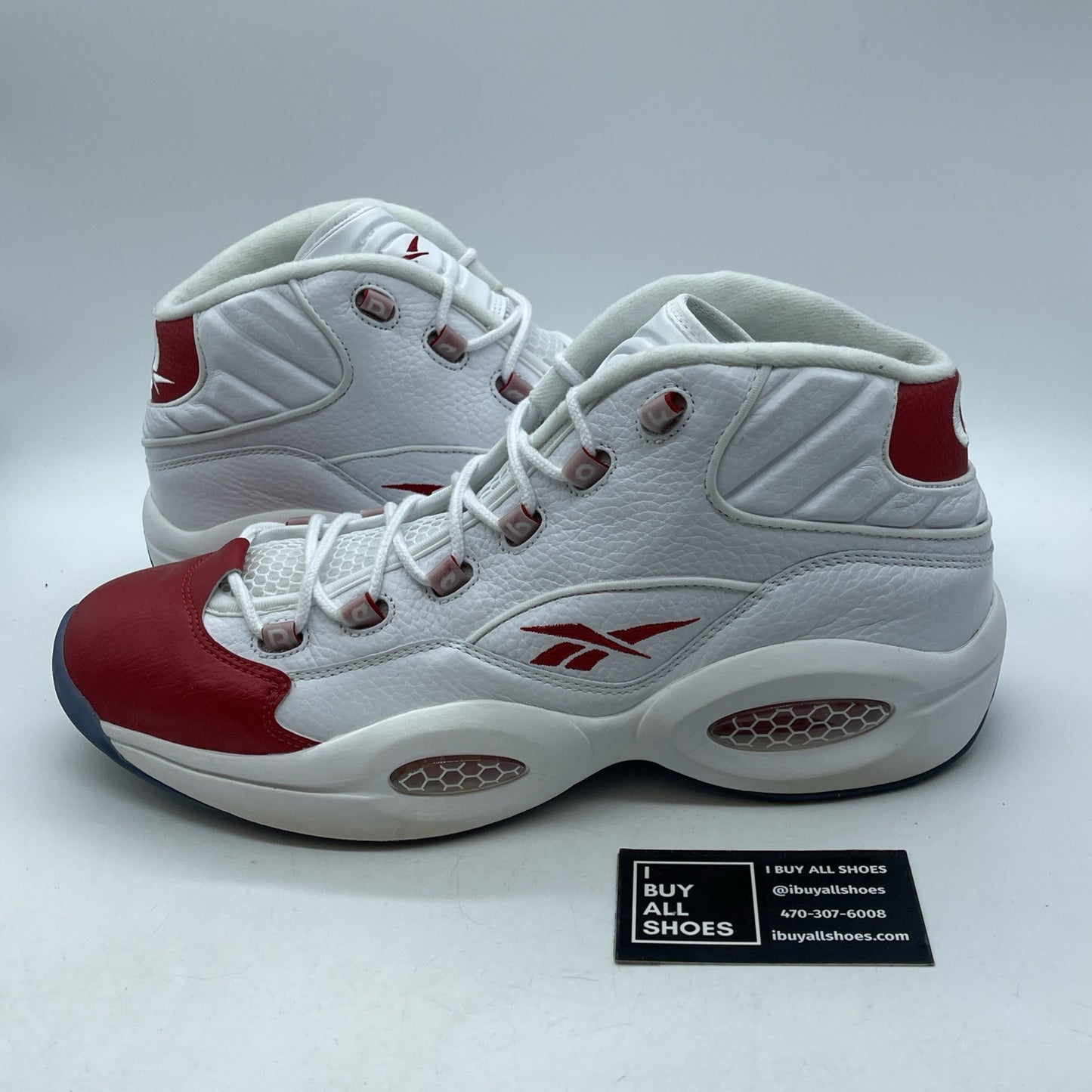 Size 13 - Reebok Question Mid White Pearlized Red White Leather (023501-312)