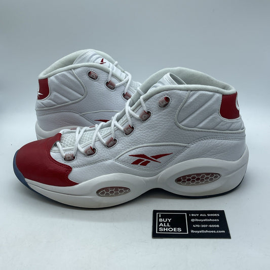 Size 13 - Reebok Question Mid White Pearlized Red White Leather (023501-312)