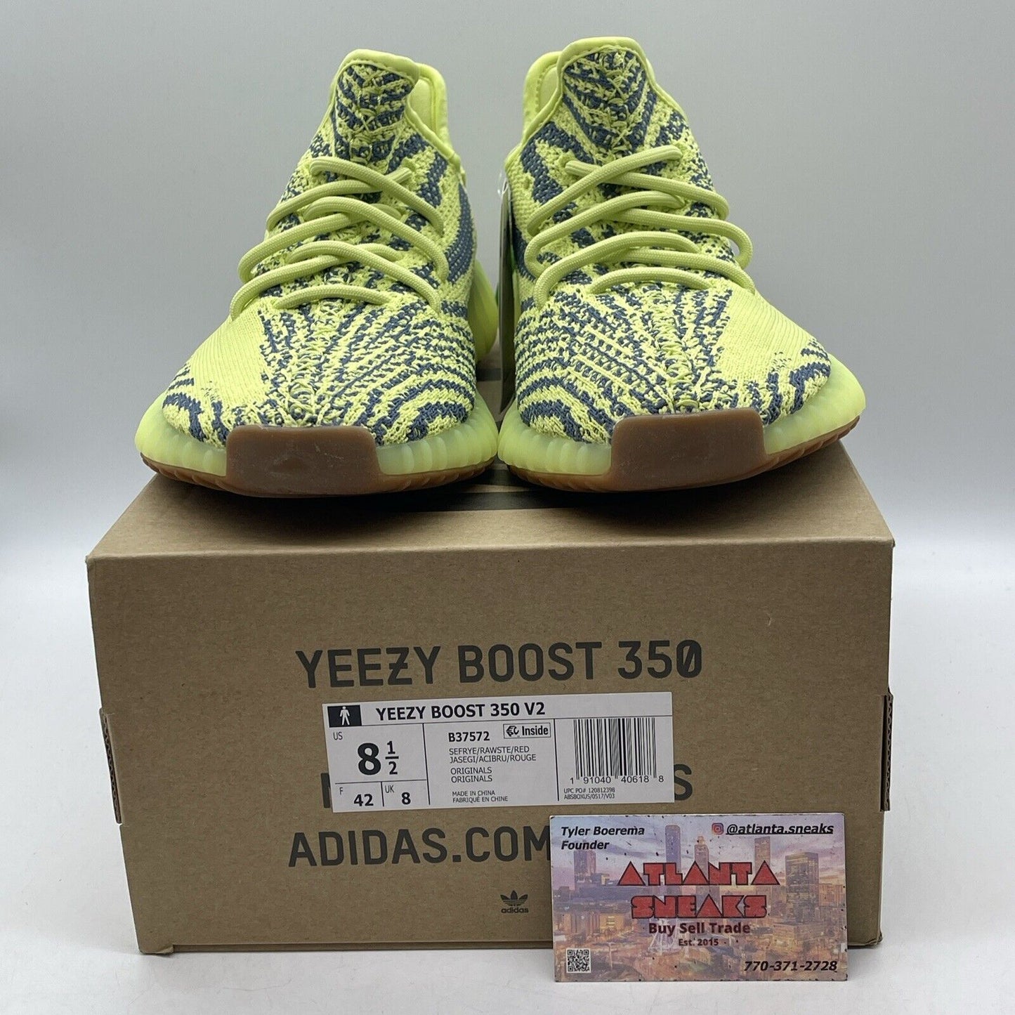 Size 8.5 - adidas Yeezy Boost 350 V2 Low Semi Frozen Yellow Blue (B37572)