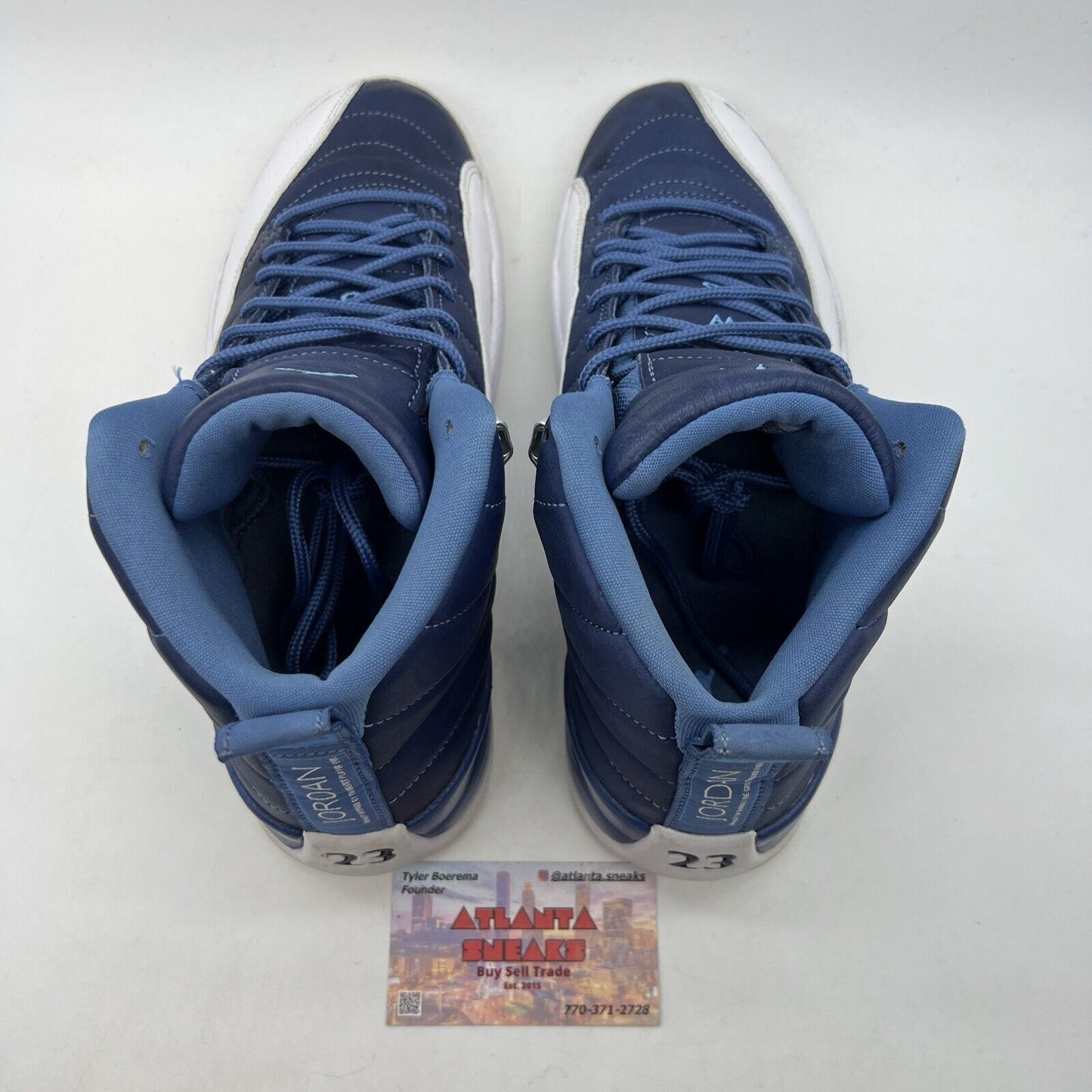 Size 10 - Jordan 12 Retro Indigo 2020 White Navy Leather (130690-404)