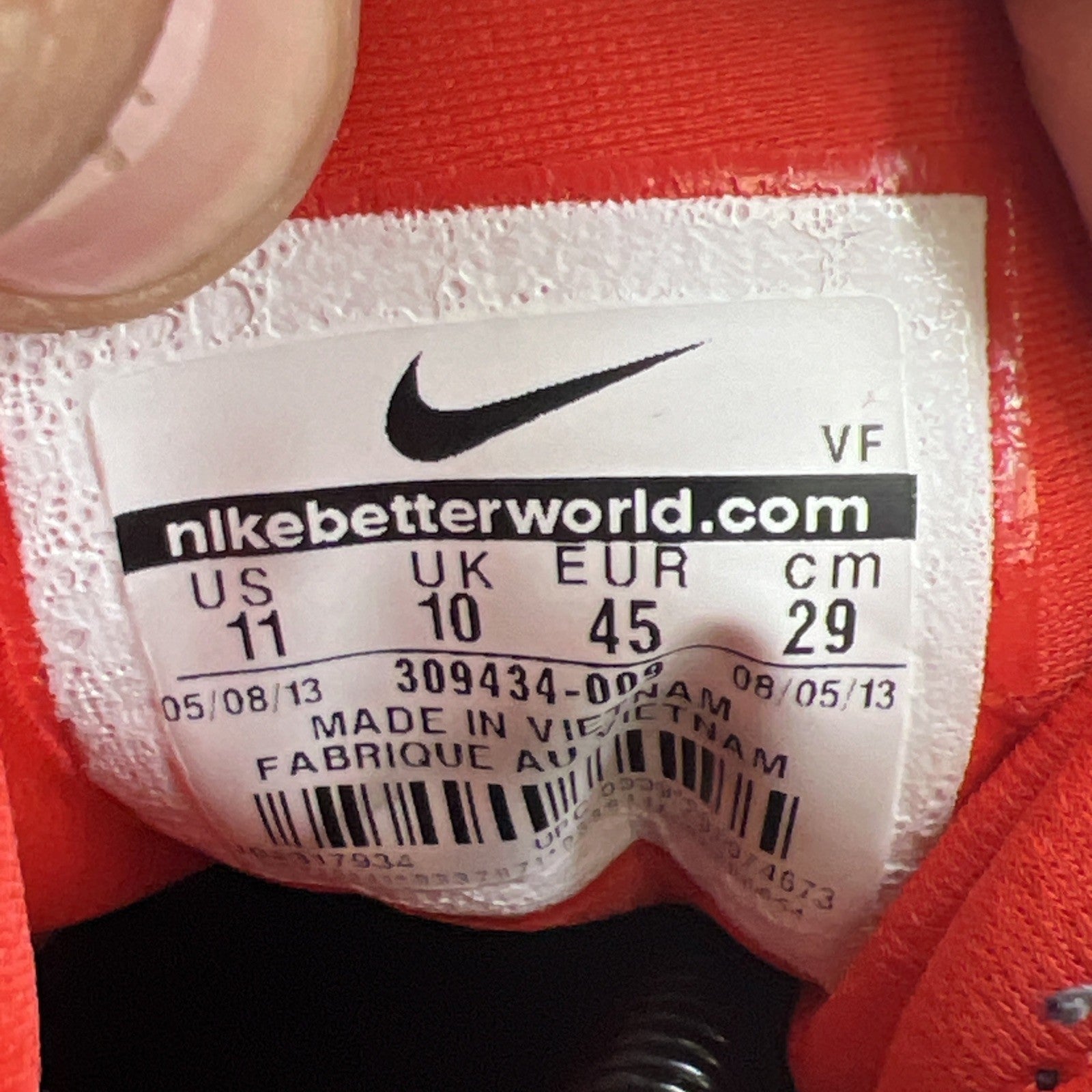 Size 11 - Nike Air Diamond Turf Black Gamma Orange (309434-009)