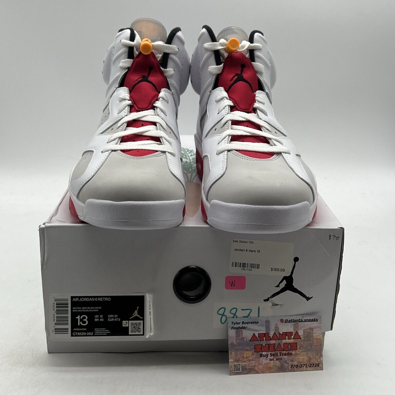 Size 13 - Air Jordan 6 Retro Hare White Grey Red Yellow Green (CT8529-062)