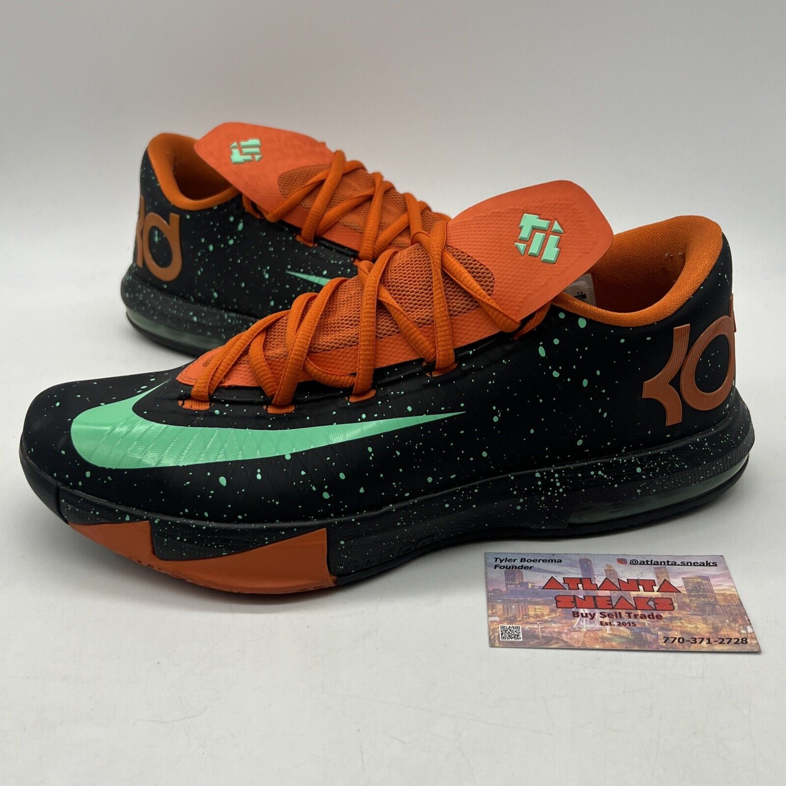 Size 9.5 - Nike KD 6 Texas - 599424-002 Black Orange Mint (599424-002)