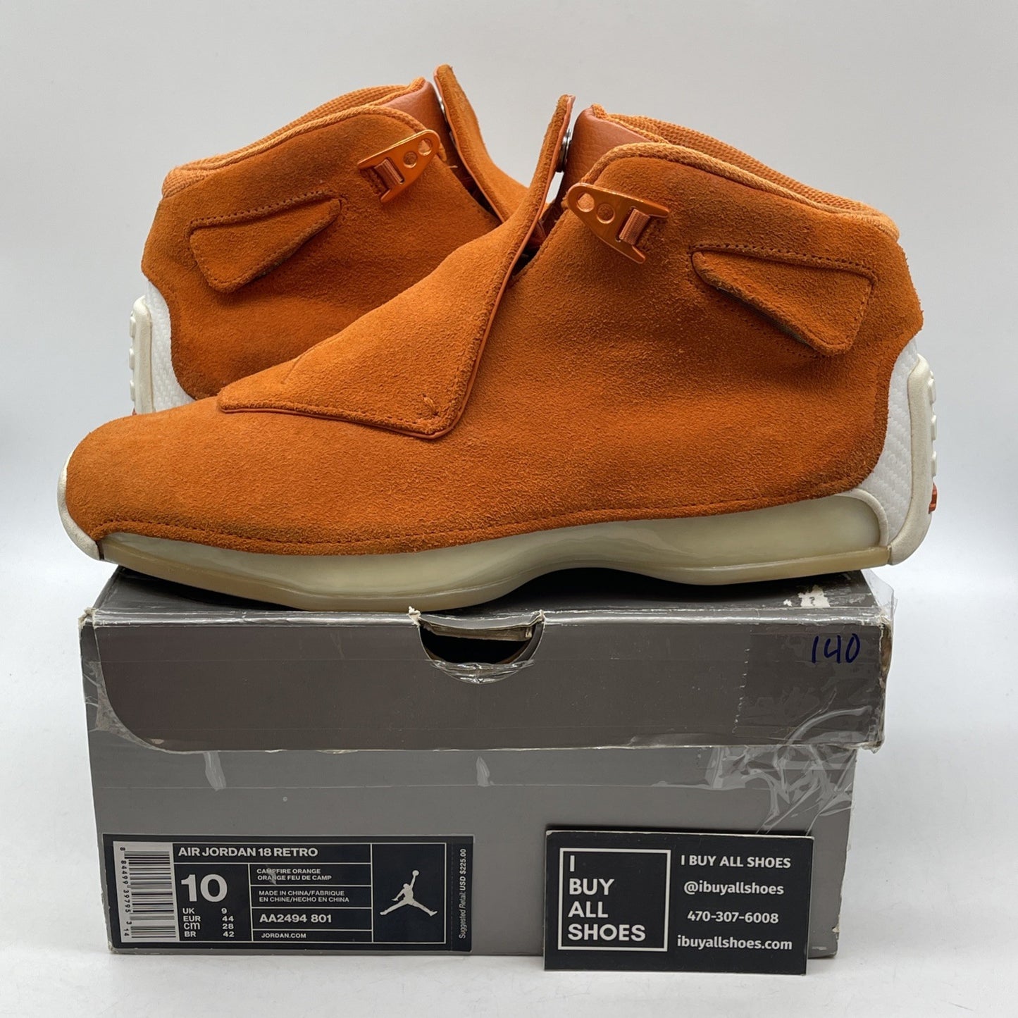 Size 10 - Air Jordan 18 Retro Orange Suede White (AA2494-801)