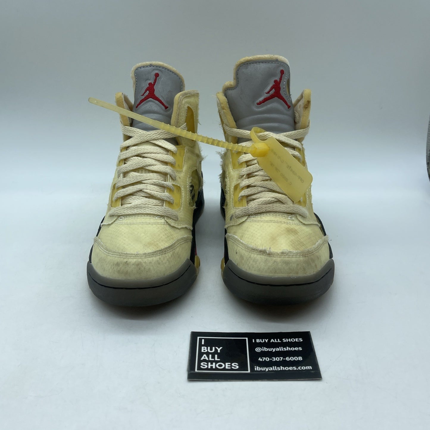 Size 5.5 - Jordan 5 SP x Off-White Mid Sail Red Black Suede (DH8565-100)