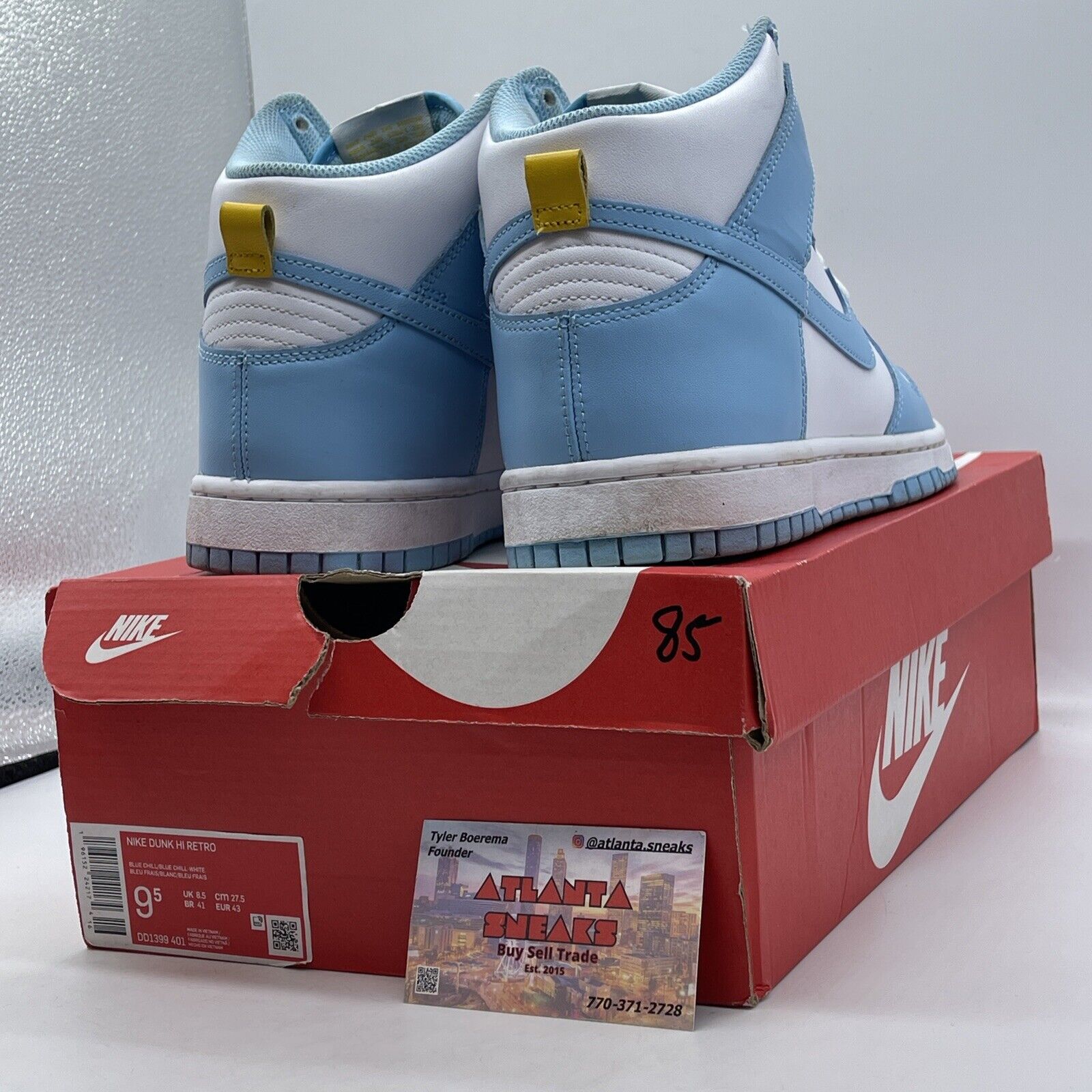 Size 9.5 - Nike Dunk High Blue Chill White Leather (DD1399-401)